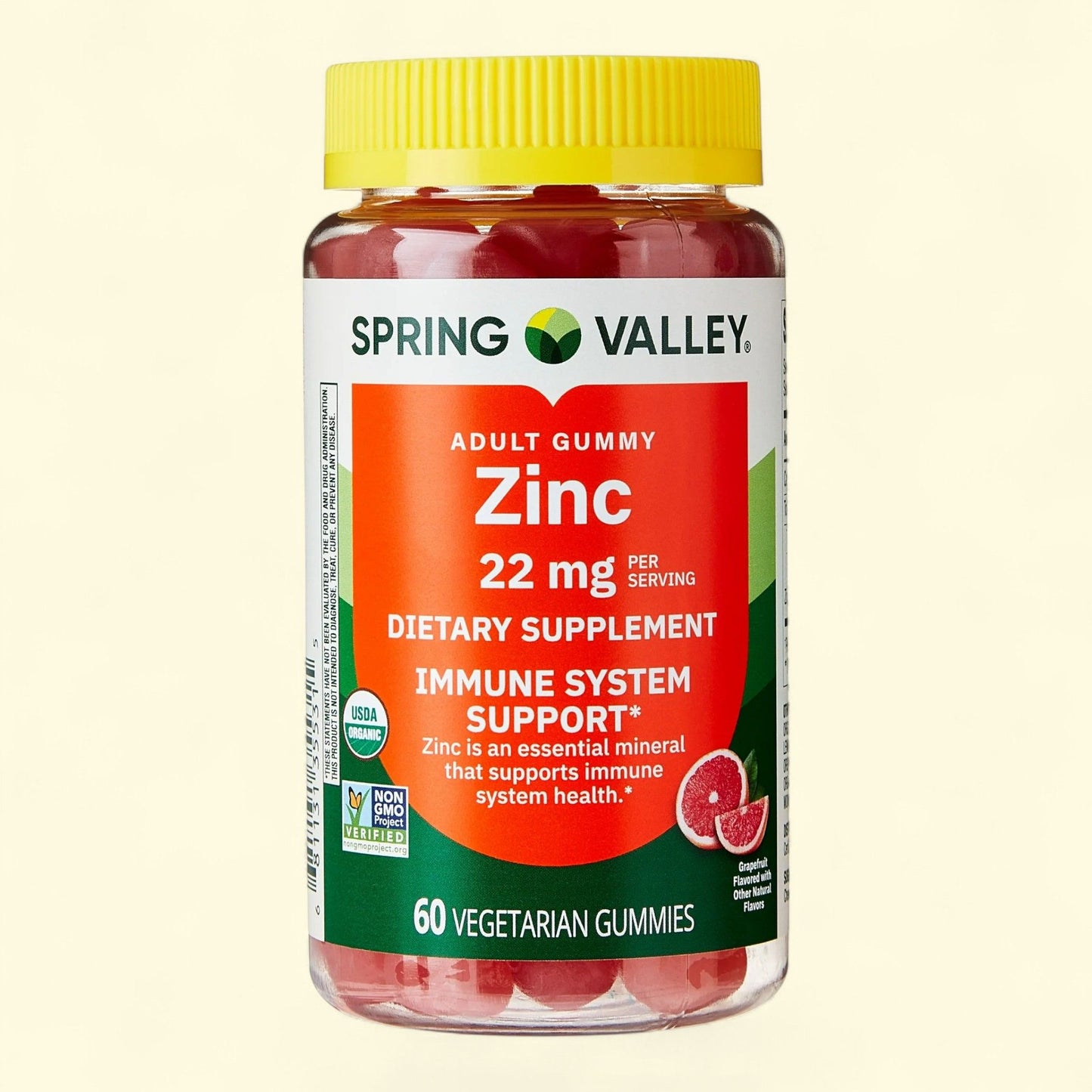 Spring Valley Zinc Dietary Supplement Vegetarian Gummies, 22 mg, 60 Count