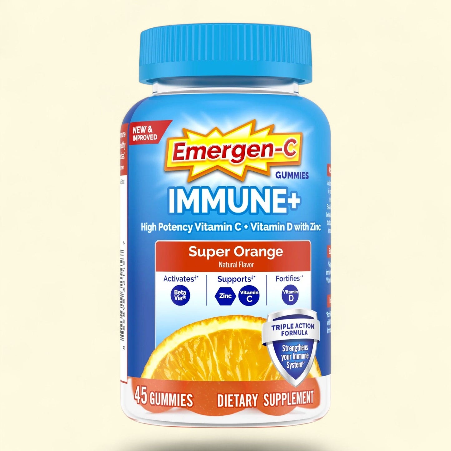 Emergen-C Immune+ Gummies, Super Orange, 45 Ct