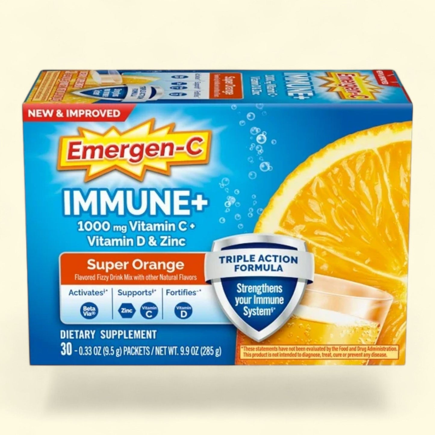 Emergen-C Immune+ Powder, Super Orange, 30 Count