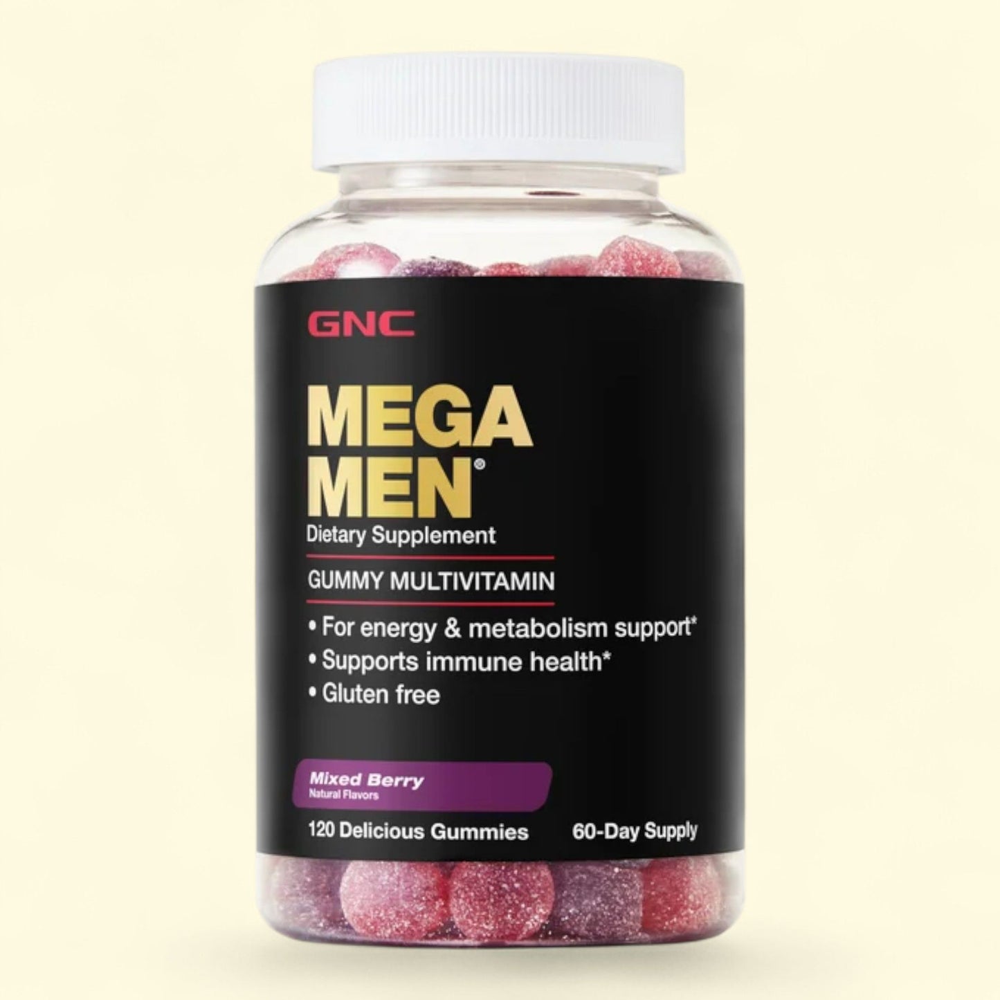 GNC Mega Men Gummy Multivitamin, Mixed Berry, 120 Count