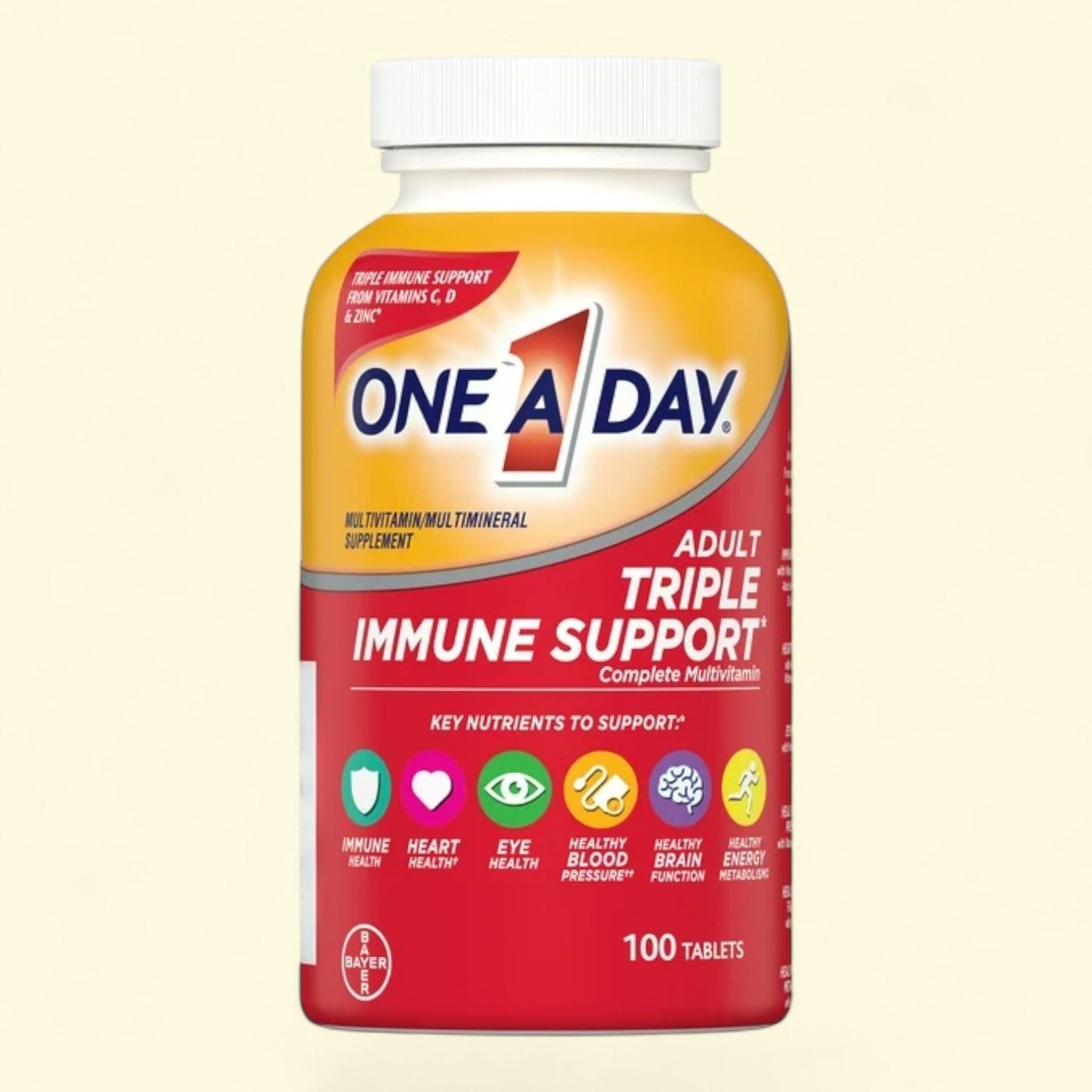 One A Day Triple Immune Support Complete Multivitamin, 100 Count — authentic US product shipped worldwide by Treatspree