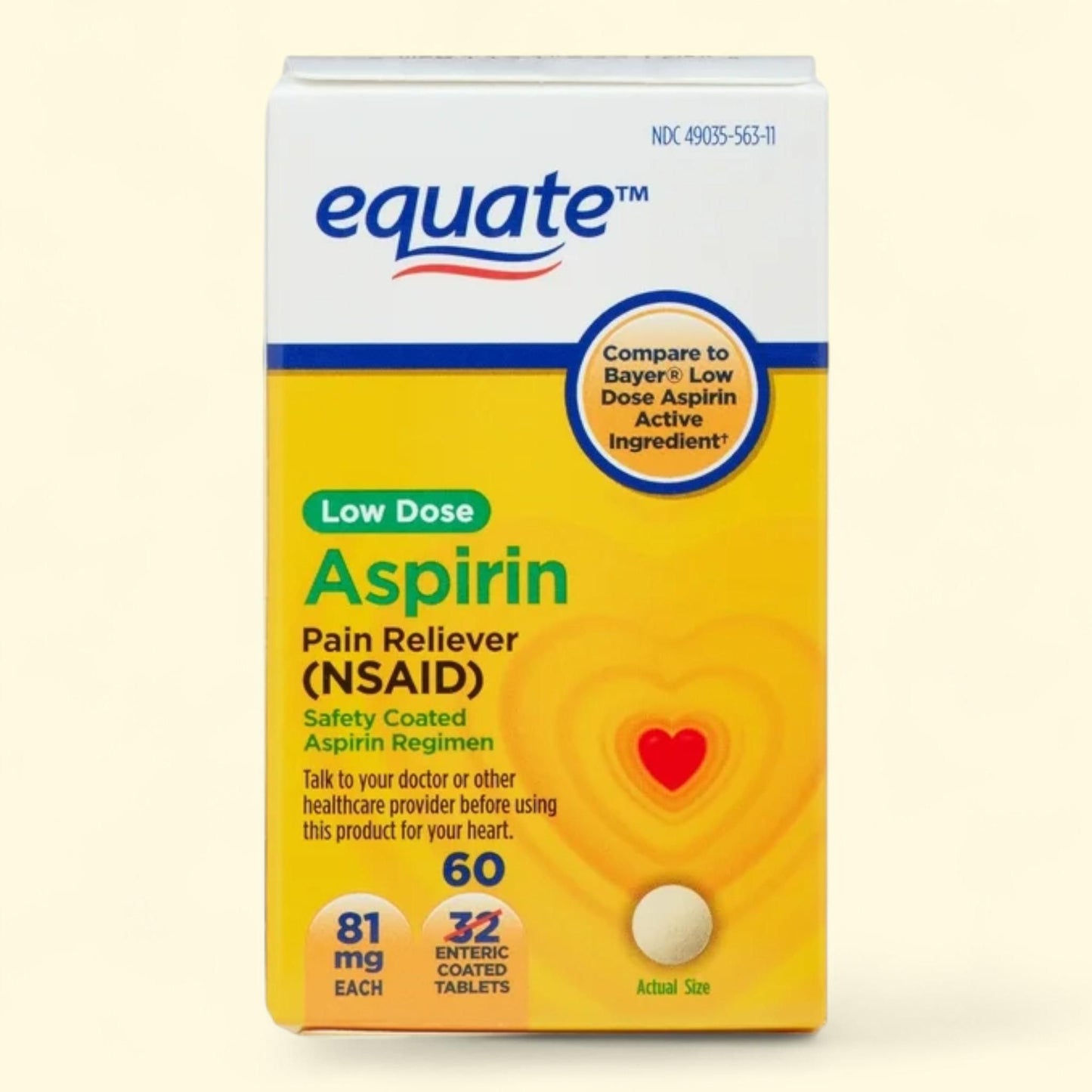 Equate Low Dose Aspirin, 81 mg, 60 Count