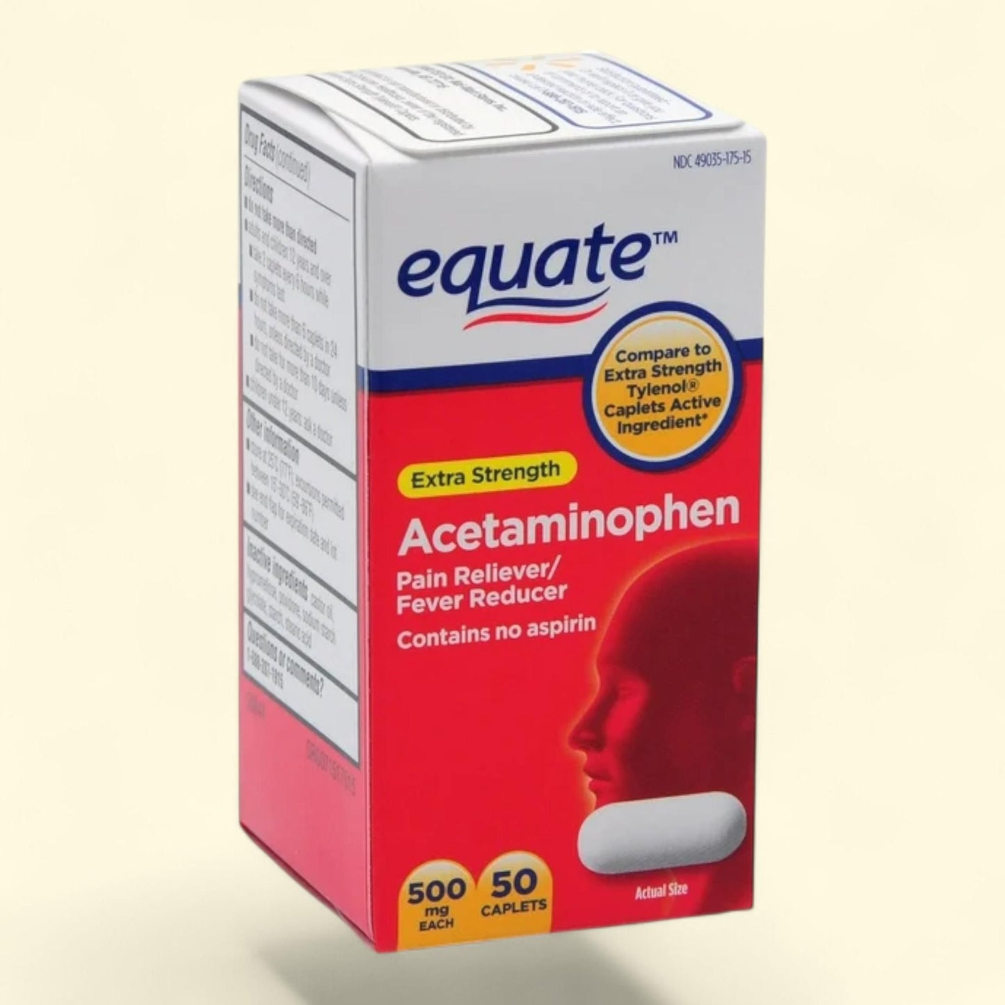 Equate Acetaminophen Caplets, 500mg, 50 Count