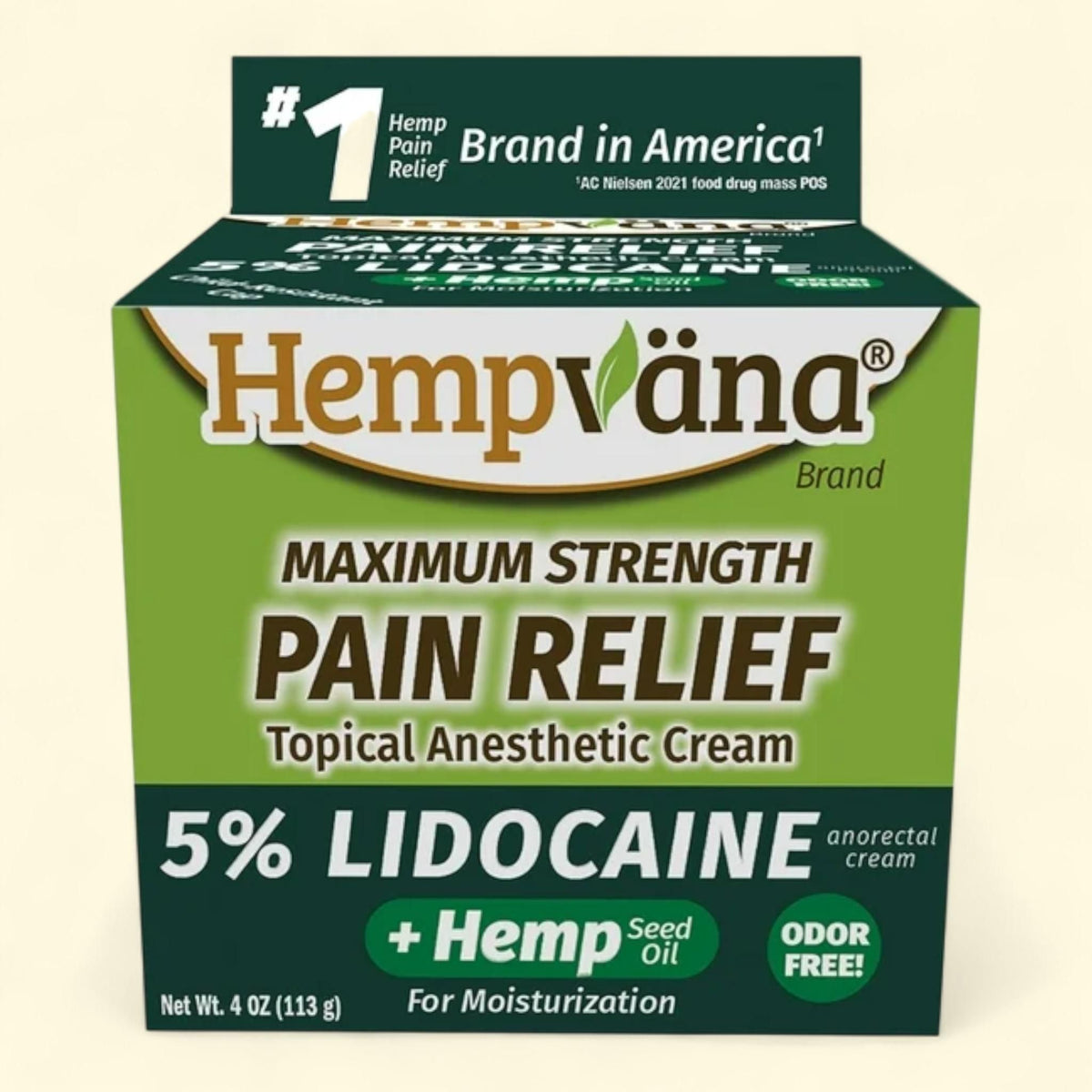 Hempvana Lidocaine 5% Relief Cream, 4-oz Jar — authentic US product shipped worldwide by Treatspree