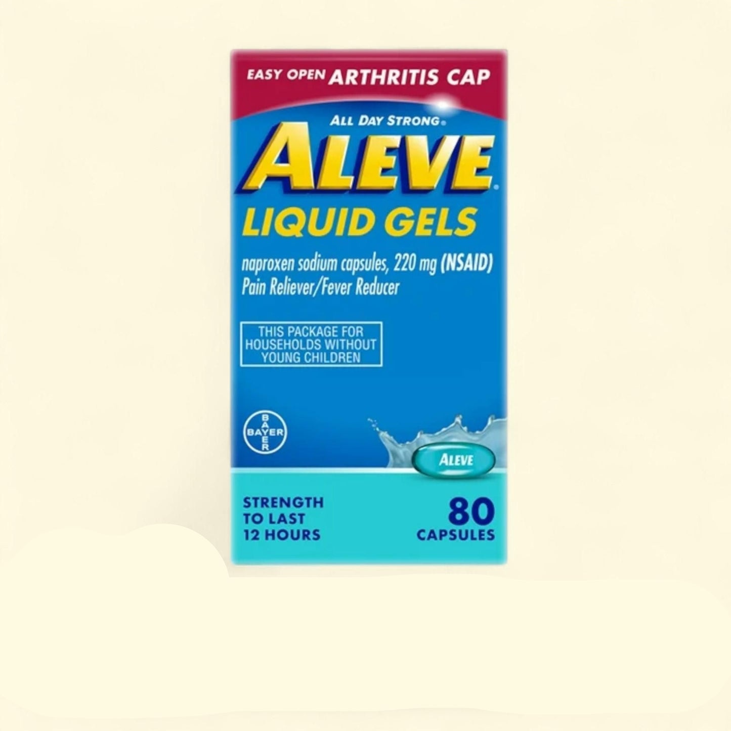 Aleve Pain Relief Liquid Gels, Naproxen Sodium 80 Count