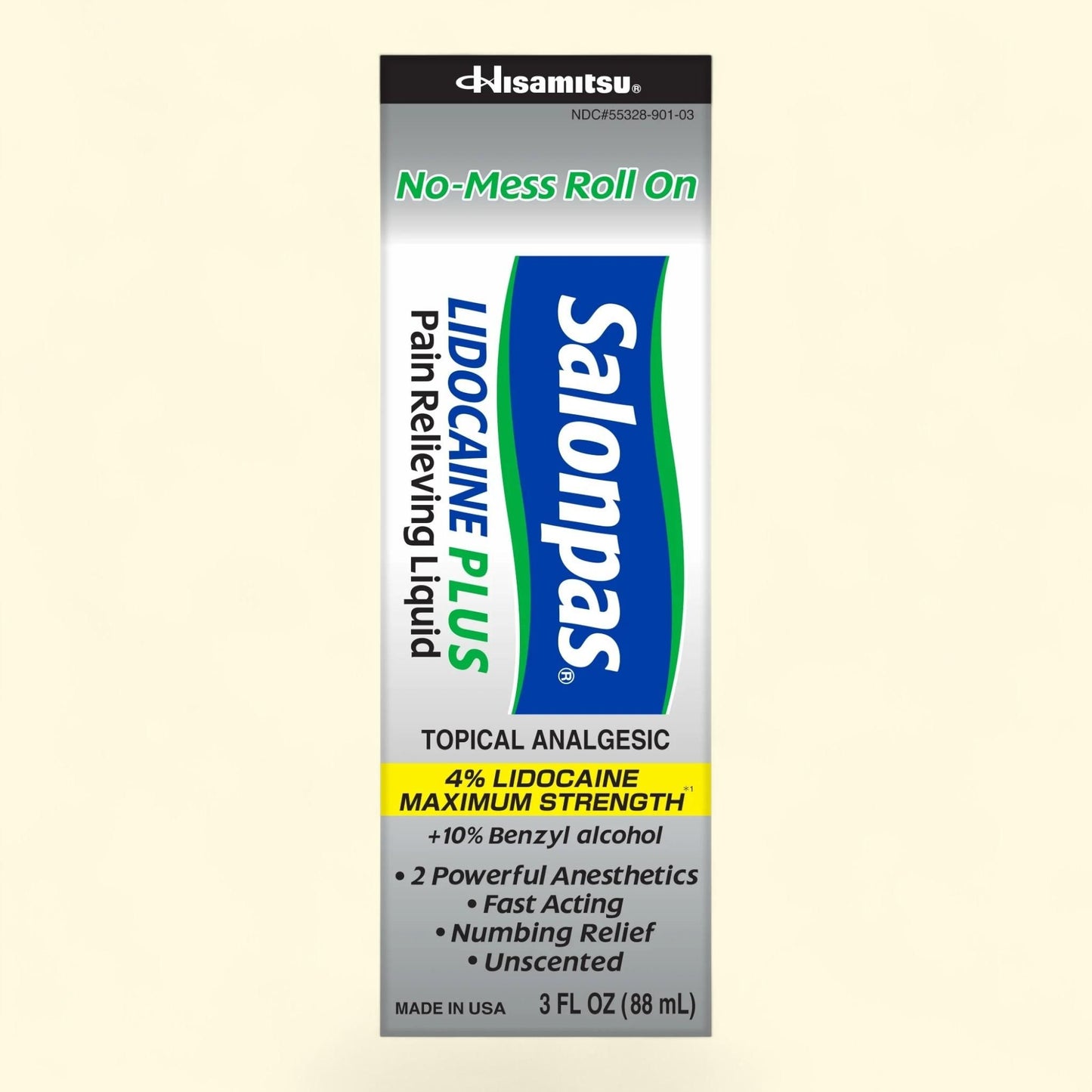 Salonpas Lidocaine Pain Relief Roll-on, 3oz