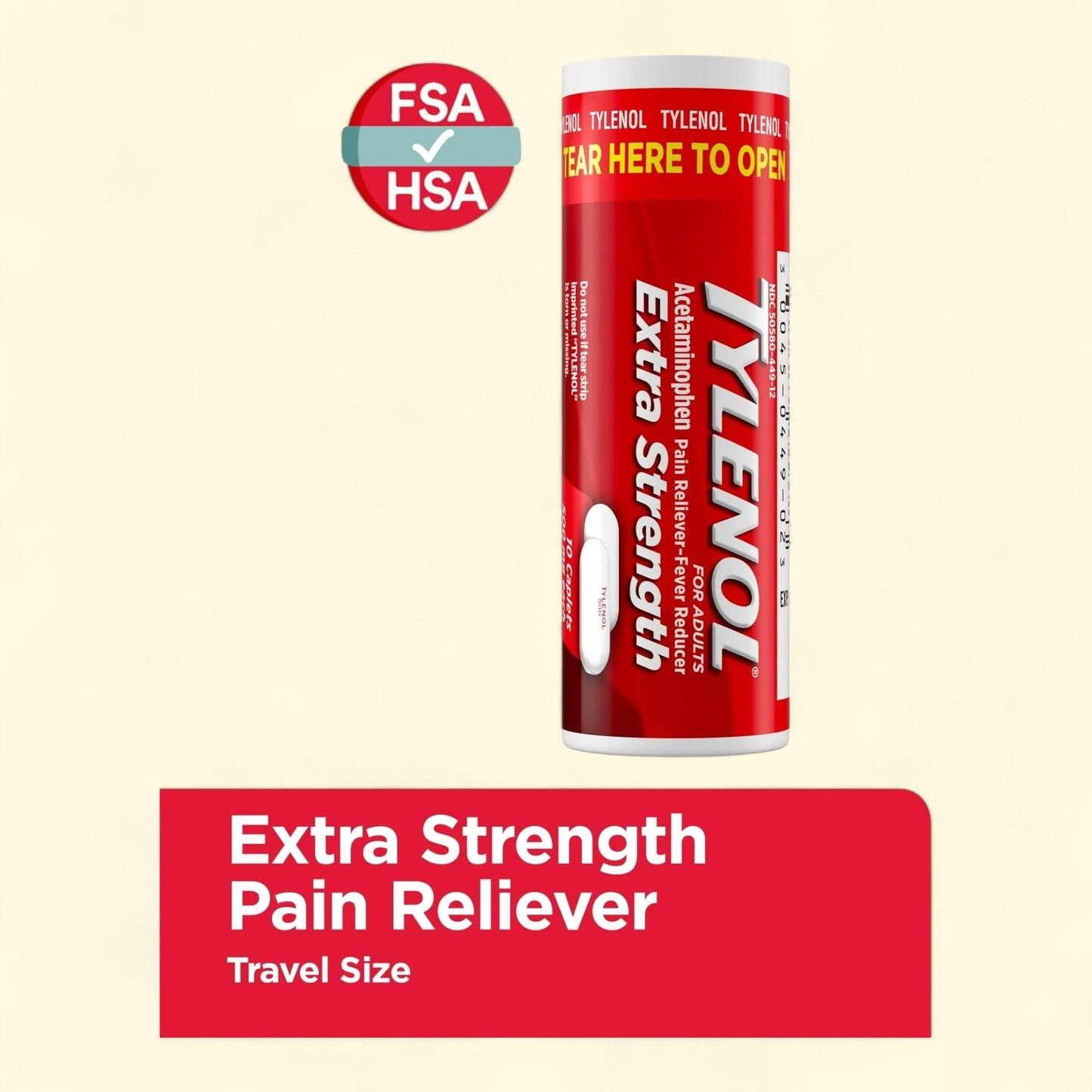 Tylenol Extra Strength 500mg Acetaminophen Caplets, 10 Ct