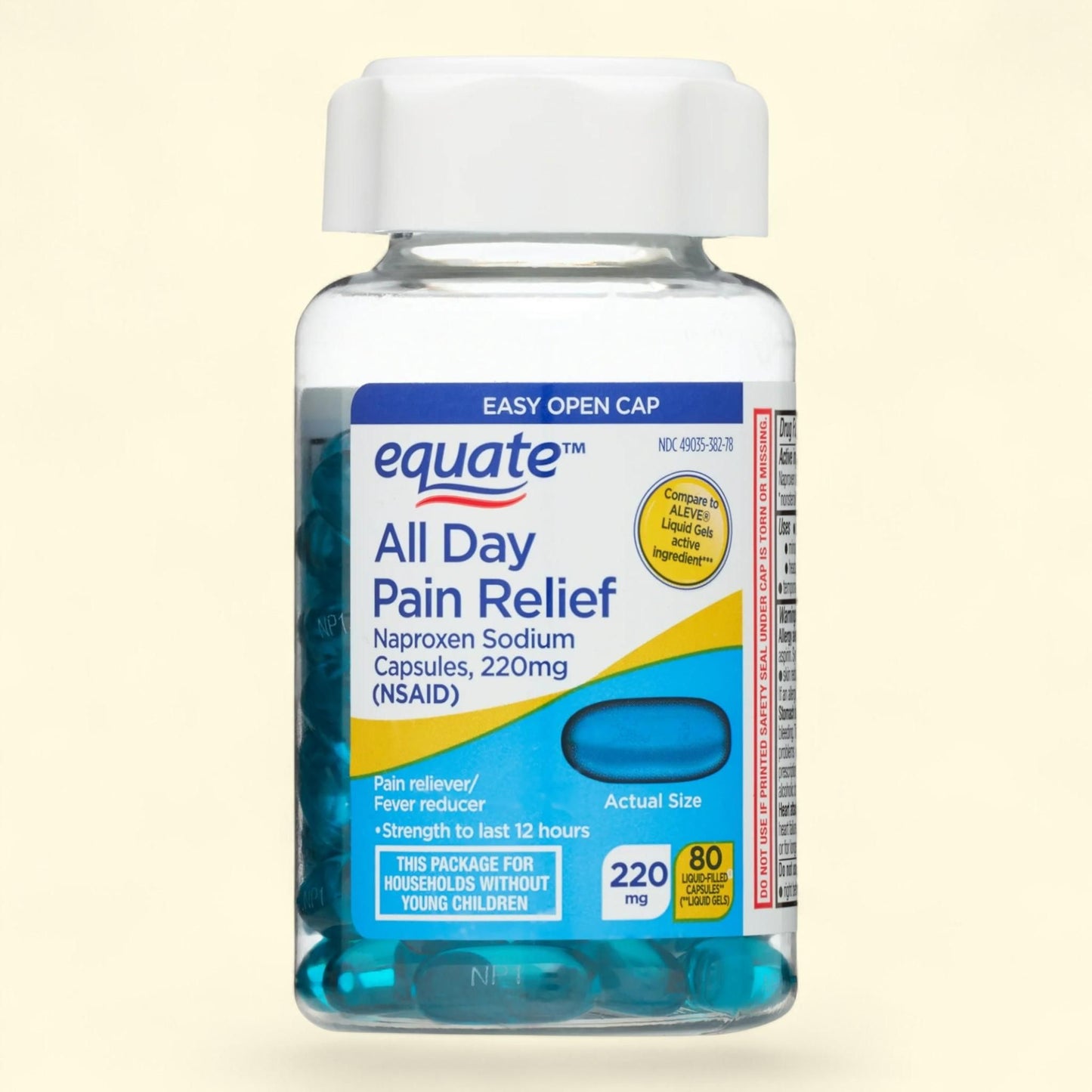 Equate Pain Relief Naproxen Sodium Liquid Gels, 220 mg, 80 Count