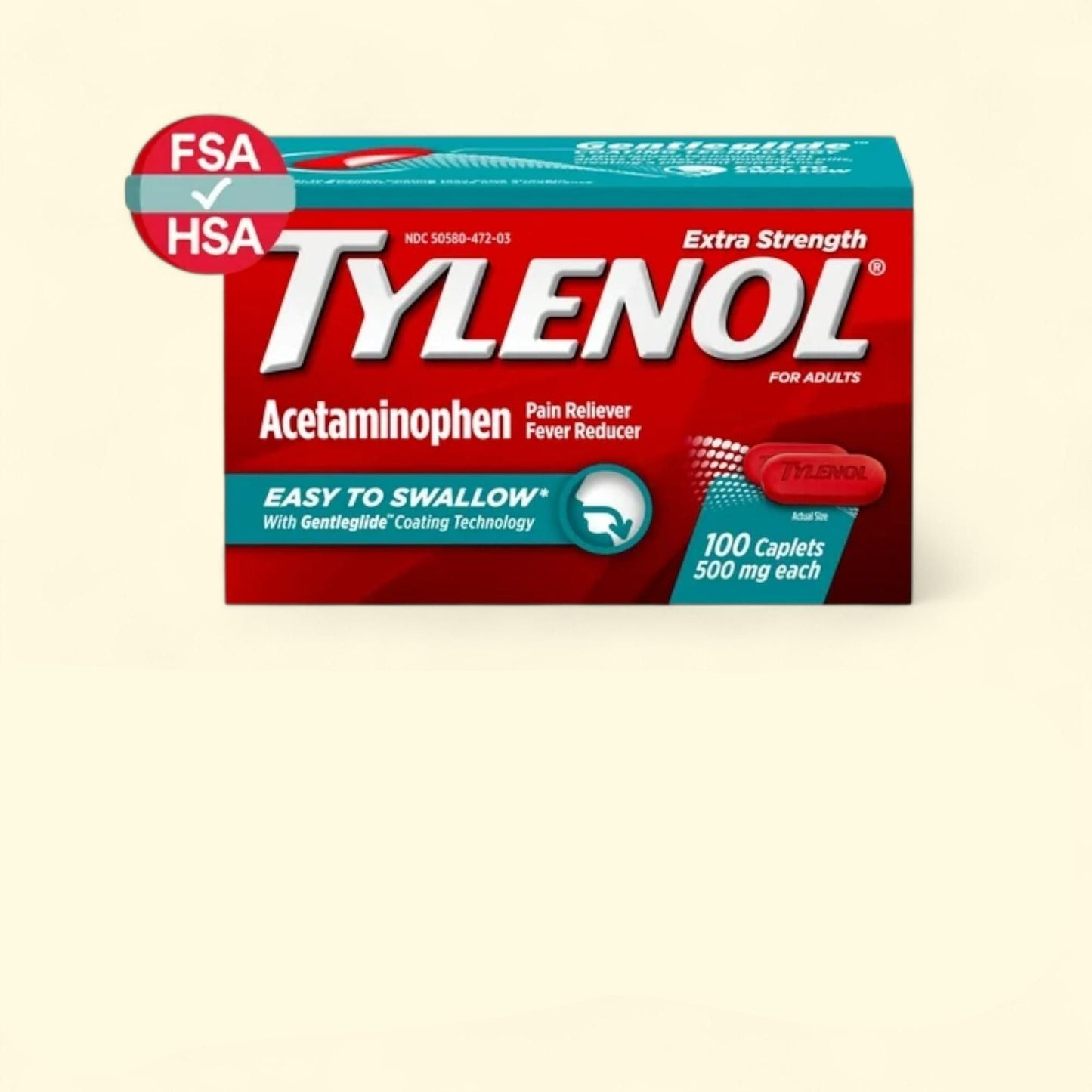 Tylenol Extra Strength Acetaminophen Caplets, 100 Ct