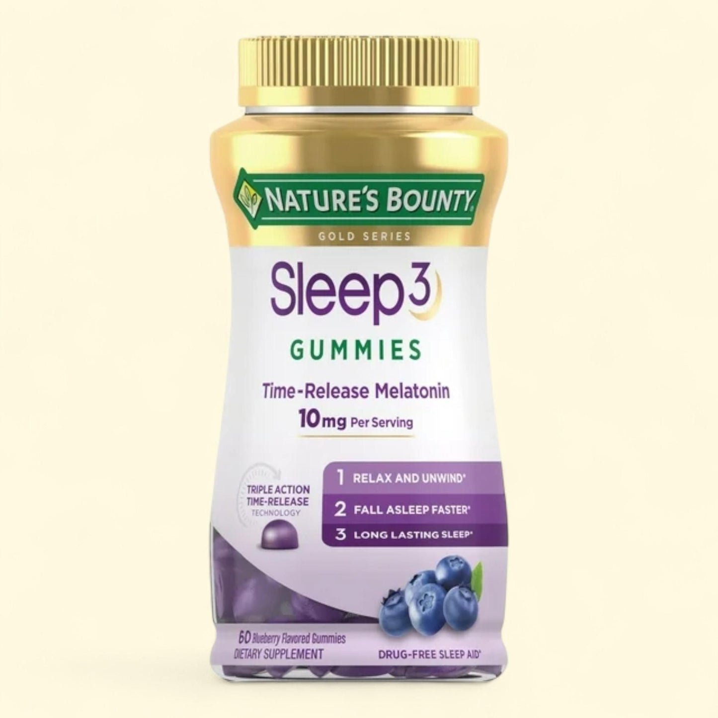 Nature's Bounty Sleep3 Melatonin 10 mg, L-Theanine Sleep Aid Gummie... — authentic US product shipped worldwide by Treatspree