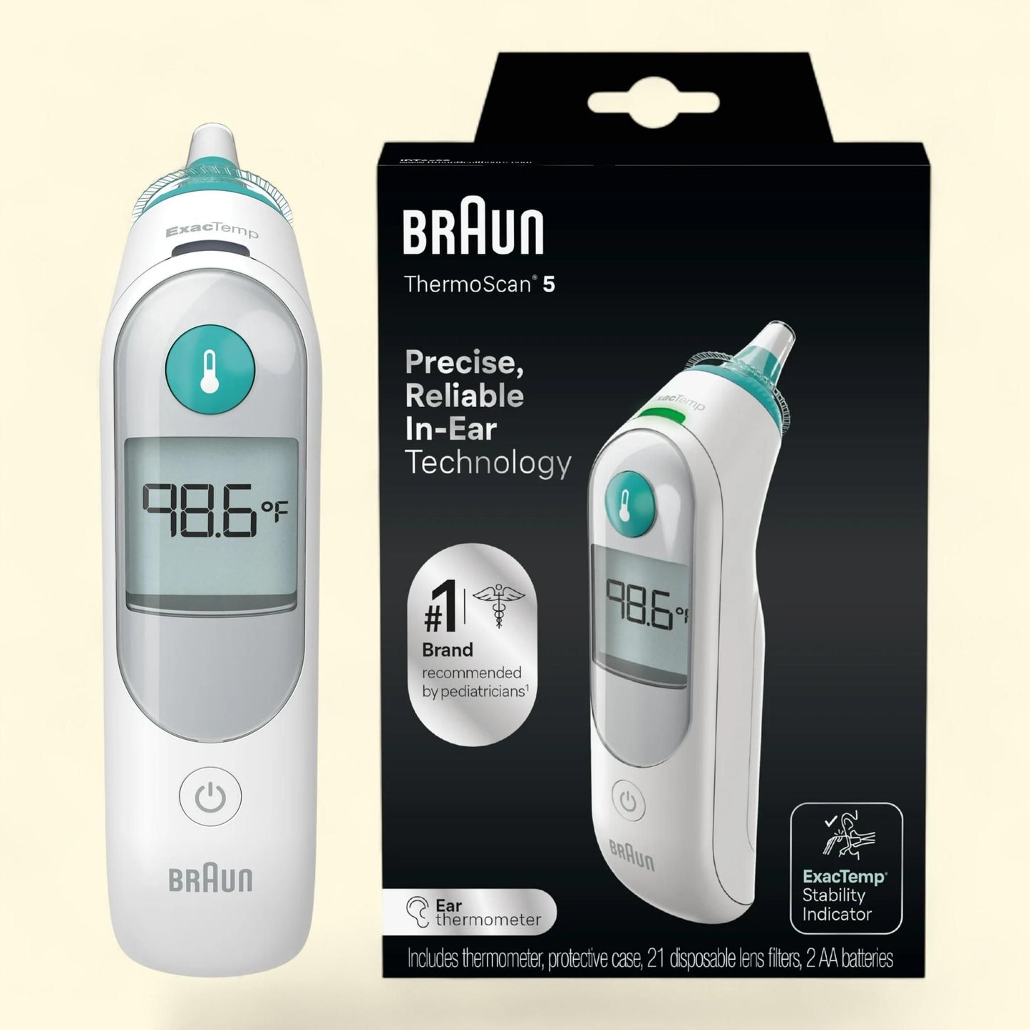 Braun ThermoScan 5 Ear Thermometer, All Ages, White, IRT6500US