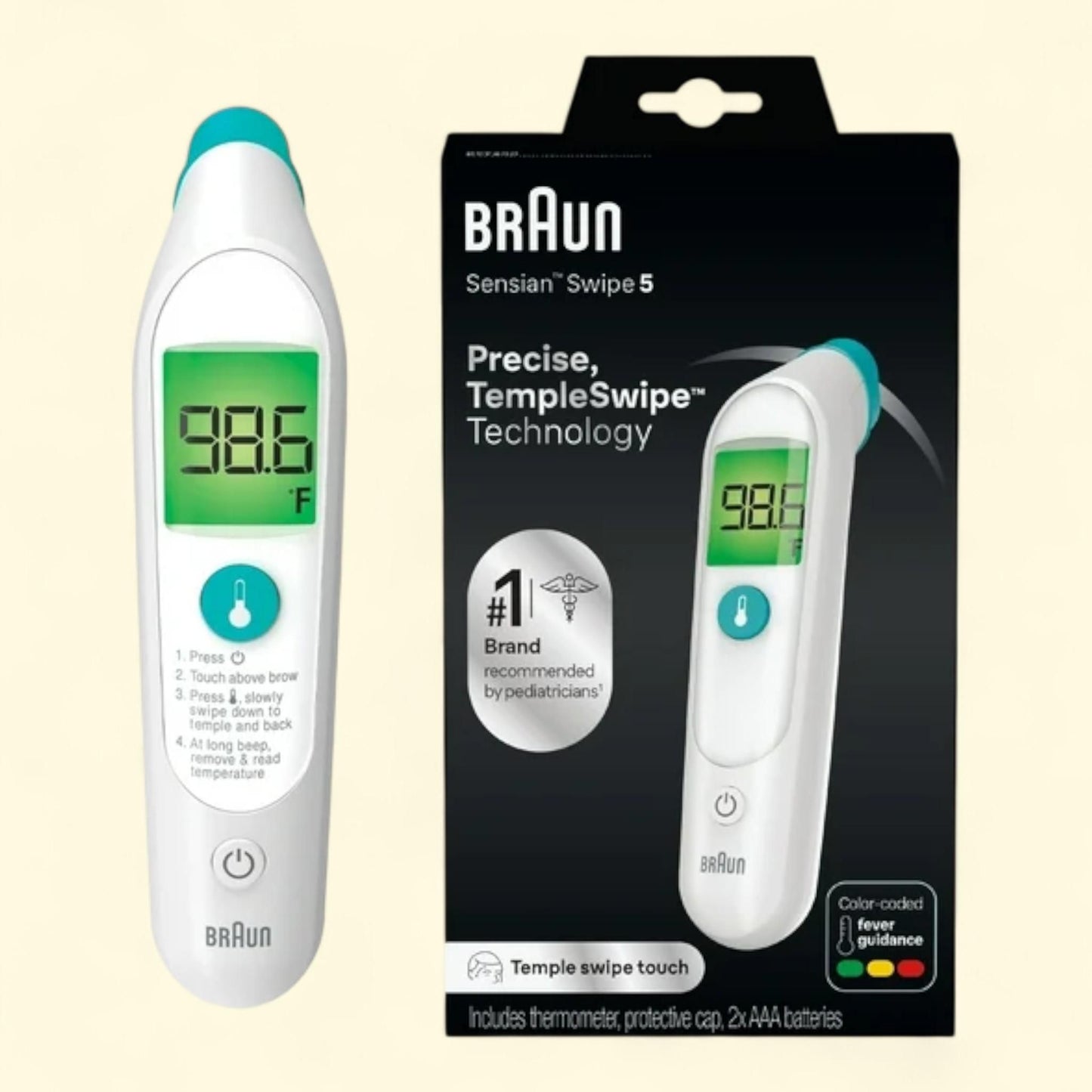 Braun TempleSwipe Forehead Thermometer, BST200