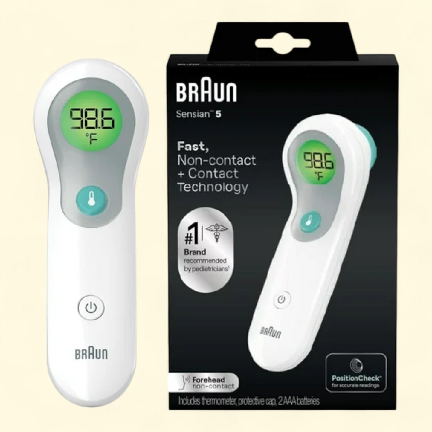 Braun No Touch Forehead Digital Thermometer, White, All Ages, BNT300US