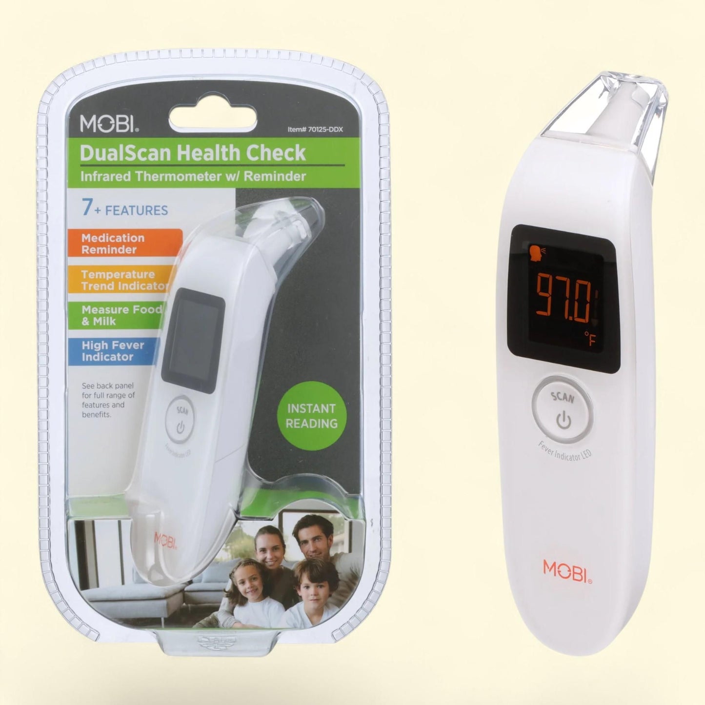 MOBI DualScan Health Check Infrared Forehead & Ear Thermometer, Size: Baby Adults Seniors