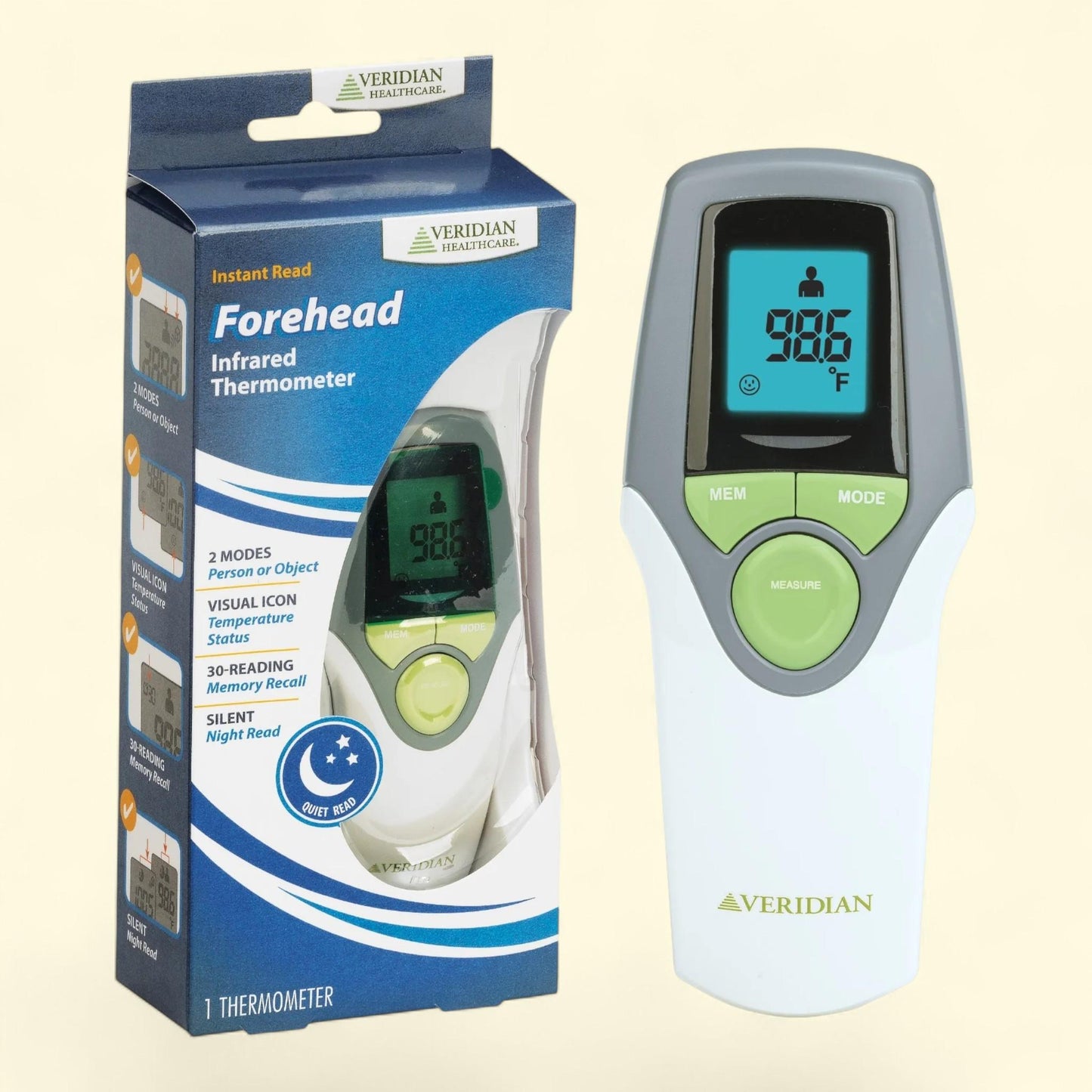 Veridian Healthcare Infrared Thermometer, 1-Second Readout, Whole Family Care