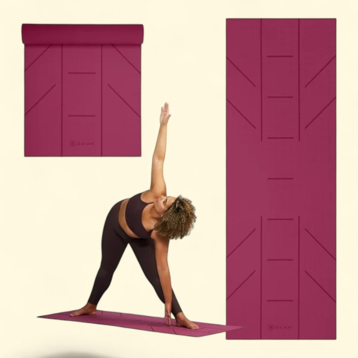 Gaiam Alignment Yoga Mat, Fuchsia, 6mm — authentic US product shipped worldwide by Treatspree