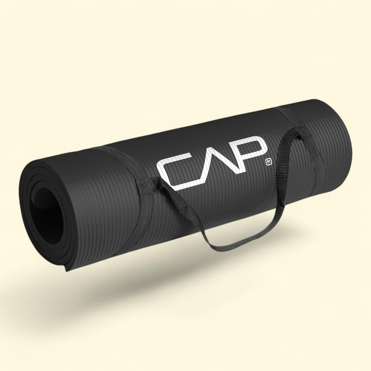CAP Exercise Mat, High Density, Black, with Carry Strap, 1 count