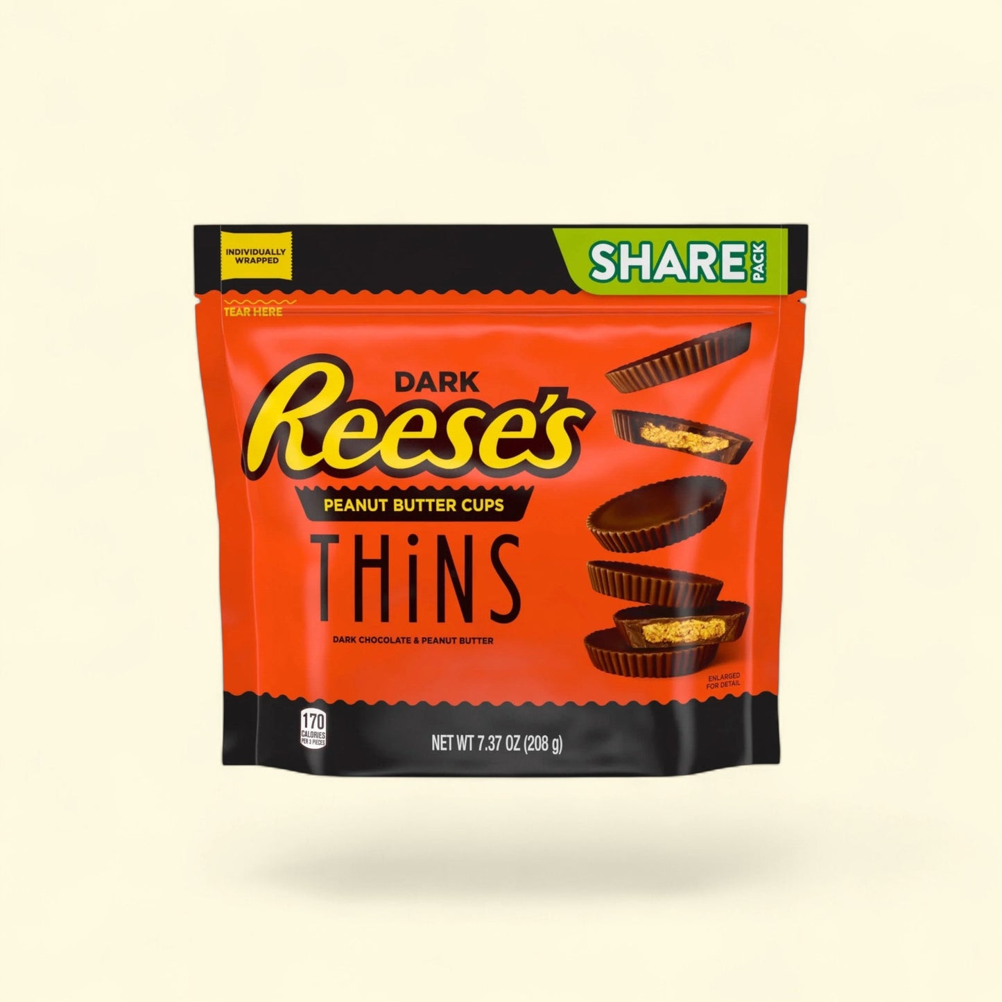 Reese's Thins Dark Chocolate Peanut Butter Cups, 7.37 oz. — authentic US product shipped worldwide by Treatspree
