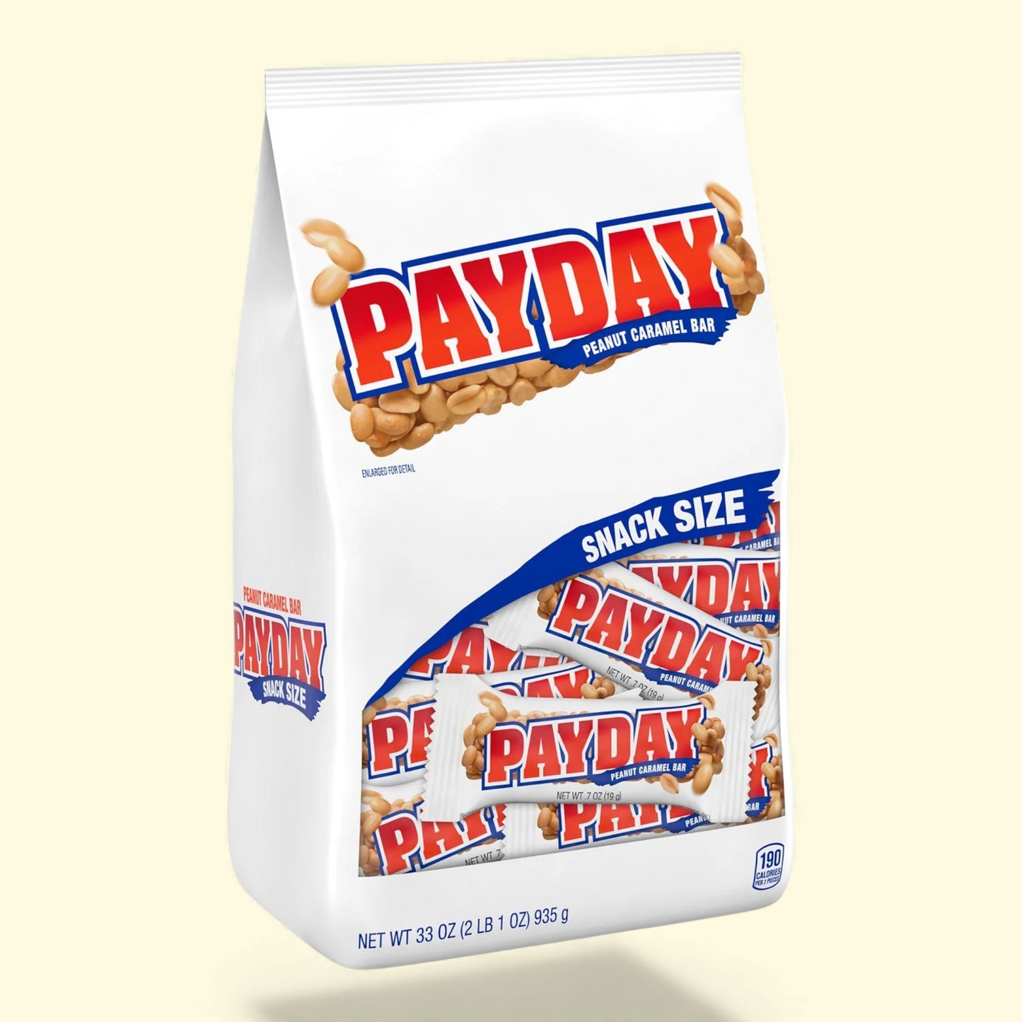 Payday candy bars packaging on a white background