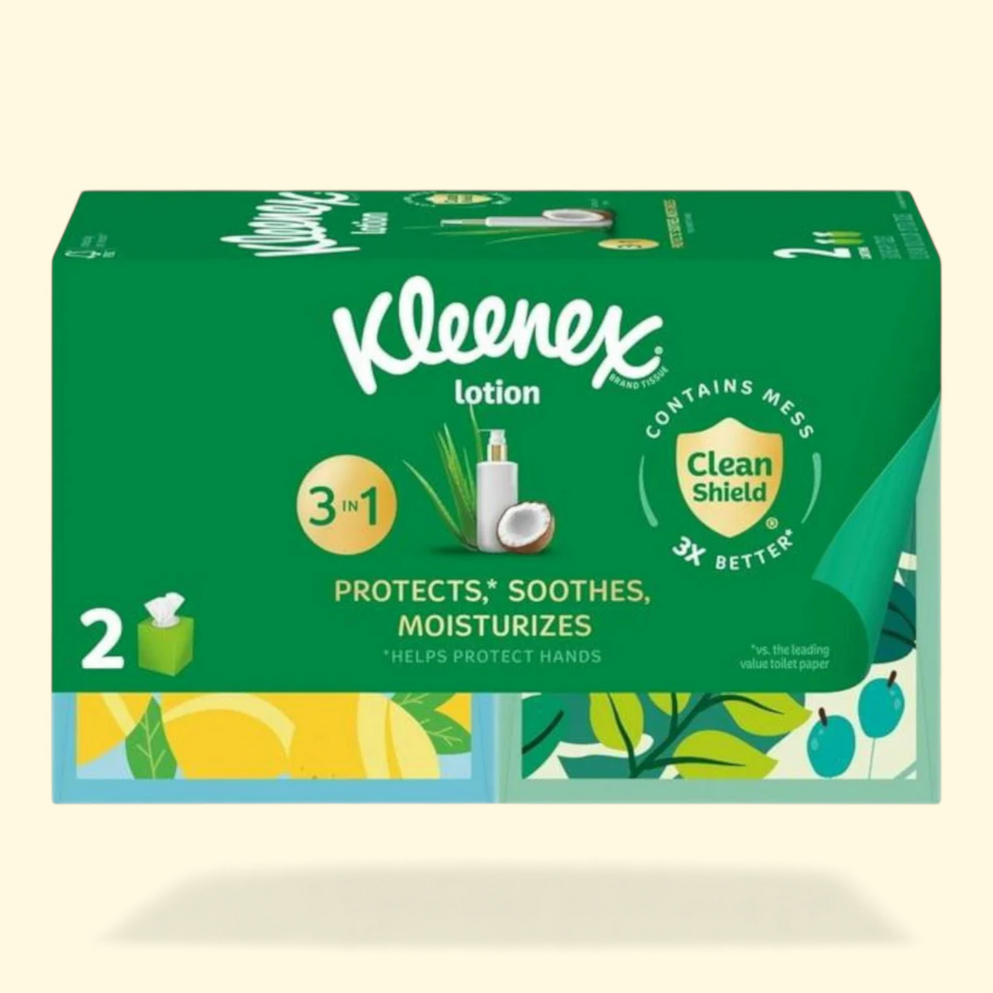 Kleenex Lotion Facial Tissues, 2 Cube Boxes, 60 Tissues per Box, 3-Ply