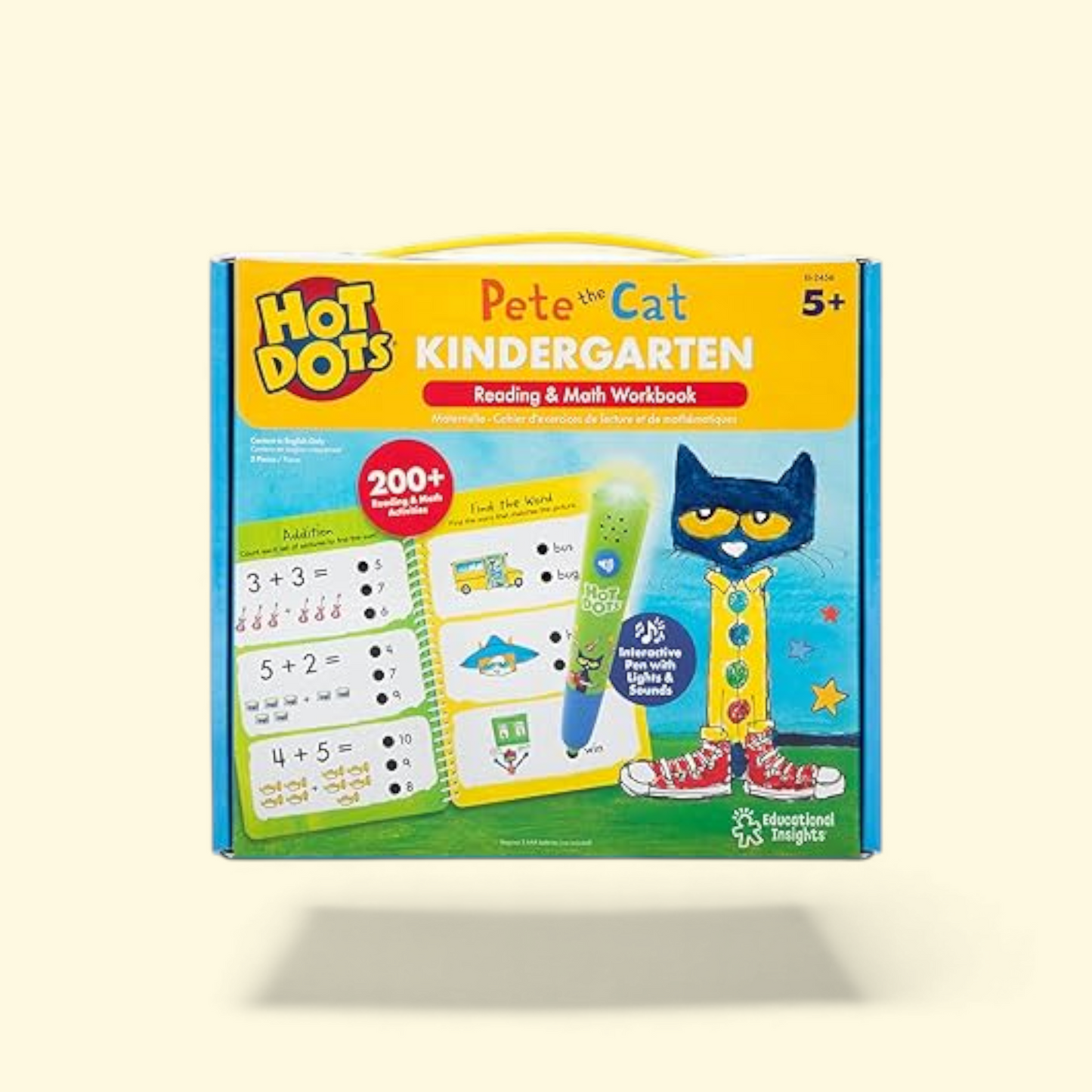 Educational Insights Hot Dots Pete The Cat Kindergarten Workbook, Ages 5 and up