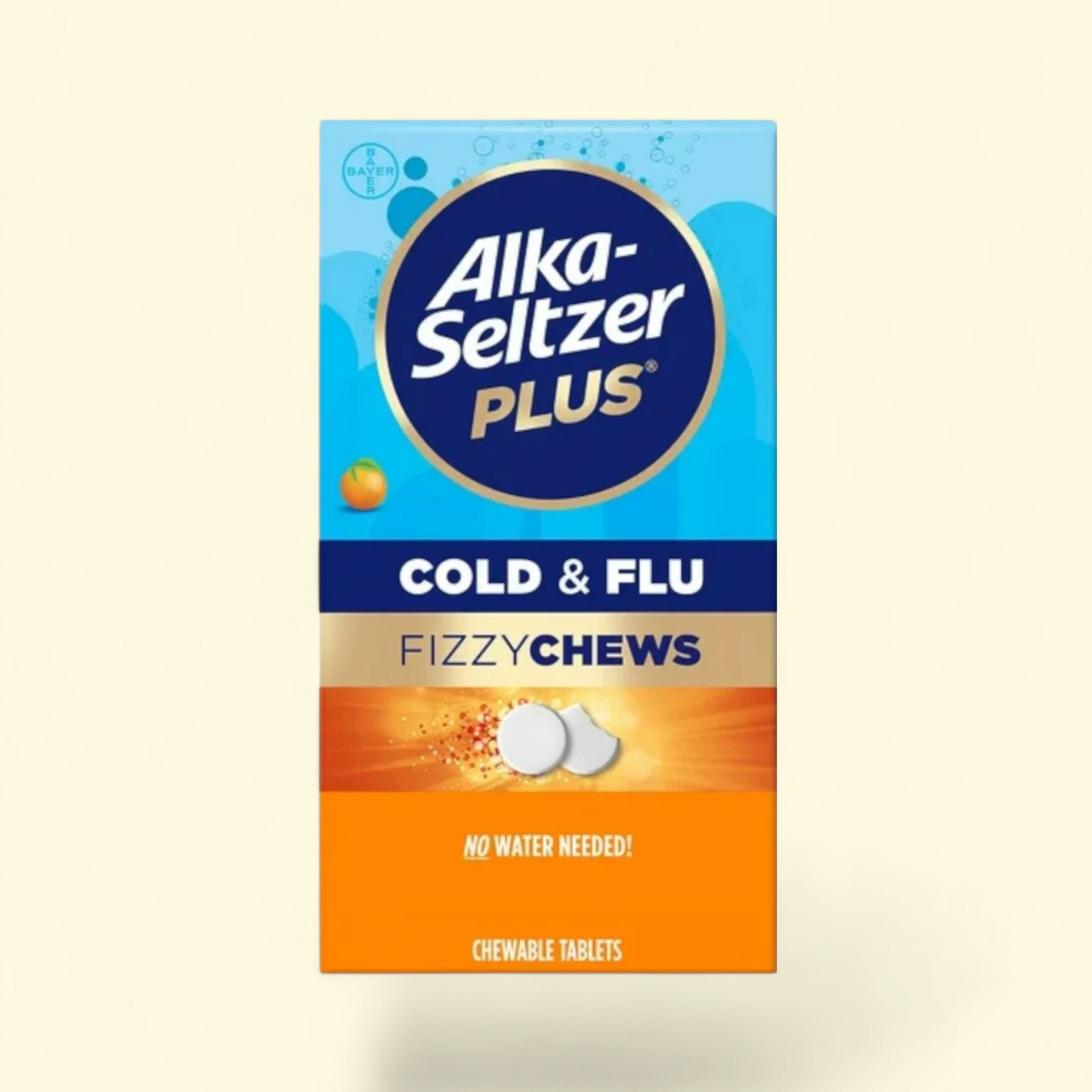 Alka Seltzer Plus Cold & Flu Fizzy Chews, Orange Flavor, 16 Count
