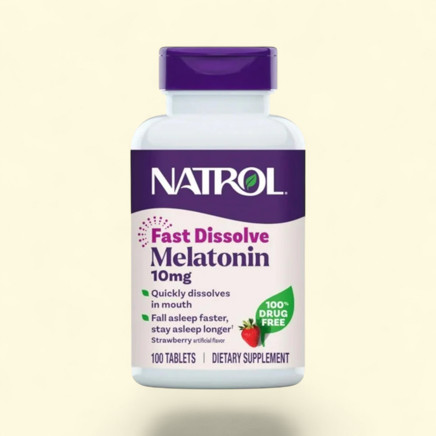 Natrol Sleep Melatonin Fast Dissolve Tablets, Strawberry Flavor, 10mg, 100 Ct