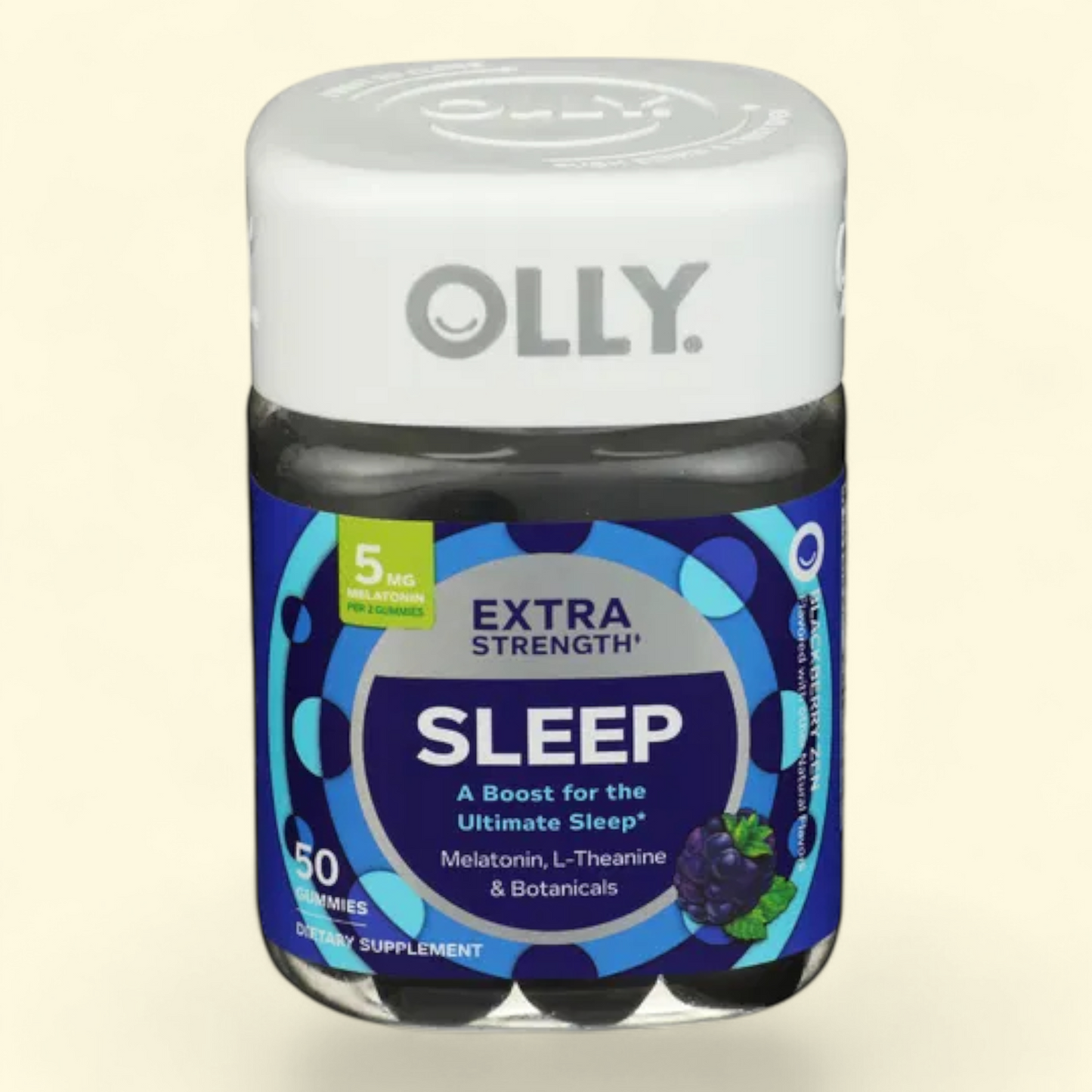 OLLY Sleep Gummy Supplement, 5mg Melatonin, Blackberry Flavor, 50 Ct
