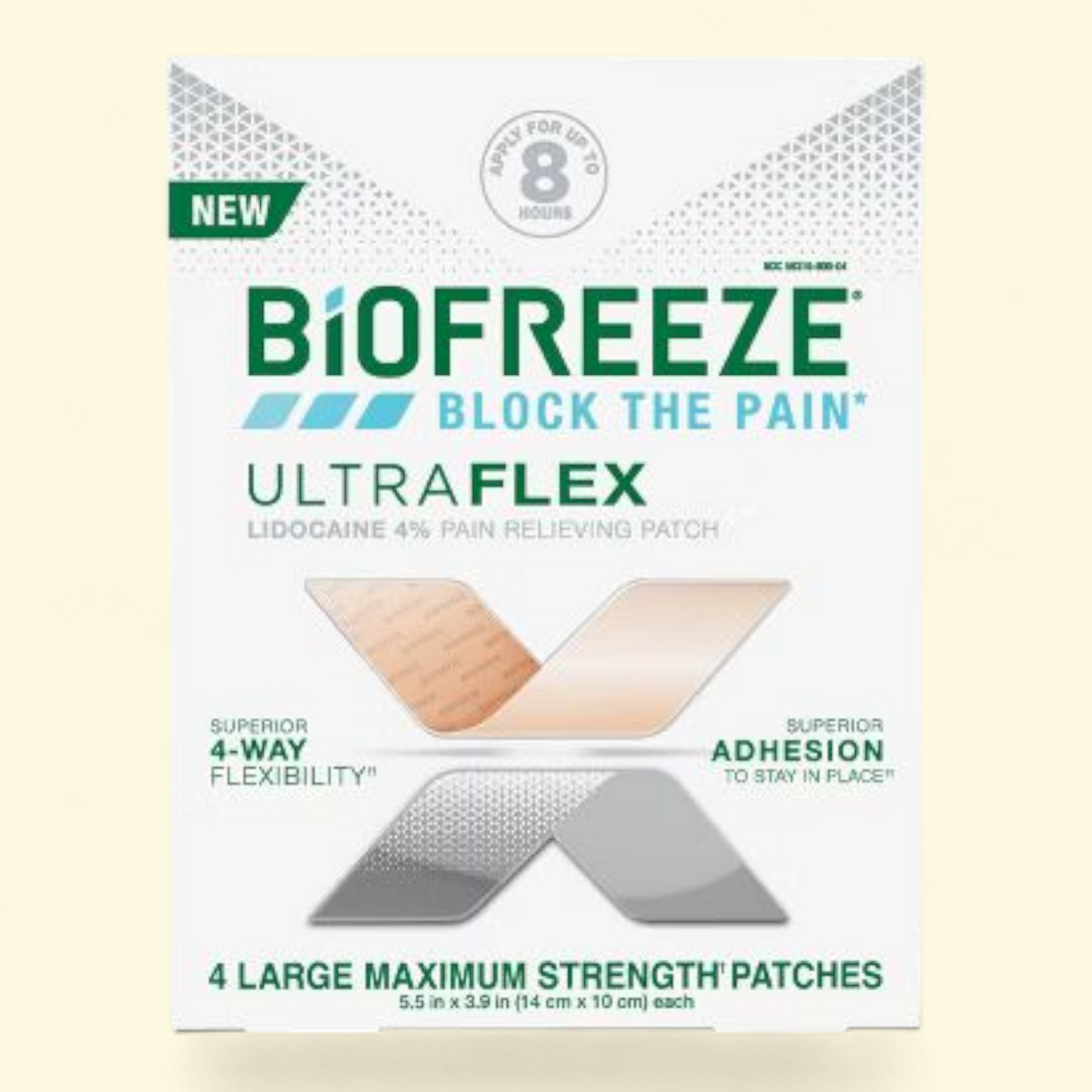 Biofreeze UltraFlex Lidocaine Pain Relief Patches, 4 Count