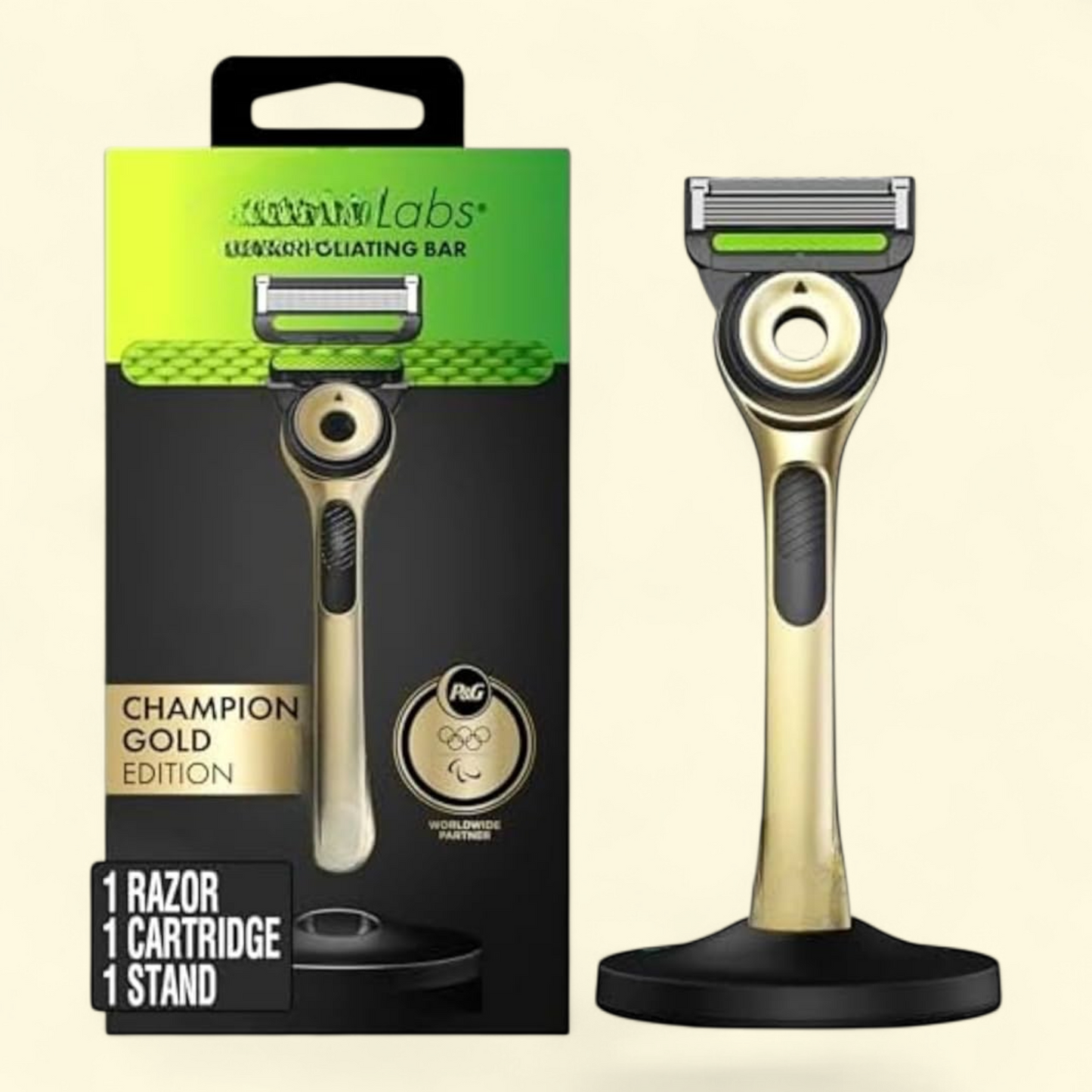 Gillette Labs Men's Razor Gold Edition, 1 Handle, 2 Blade Refills — authentic US product shipped worldwide by Treatspree