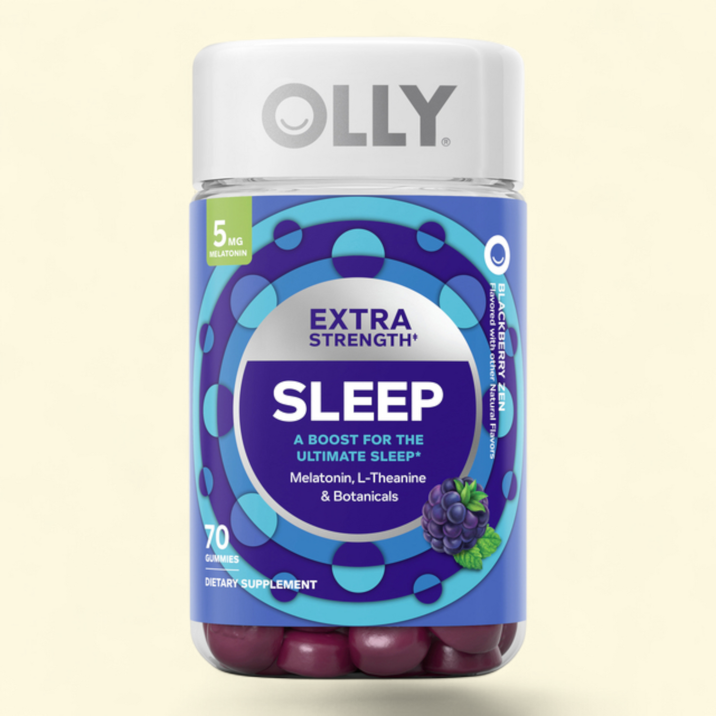 OLLY Sleep Gummy Supplement, 5mg Melatonin, Blackberry Flavor, 70 Ct