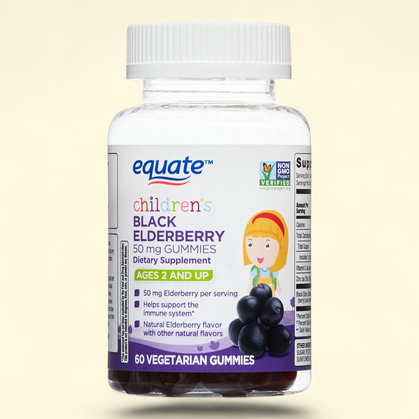 Equate Children's Black Elderberry Gummies, 60 Count, 50mg