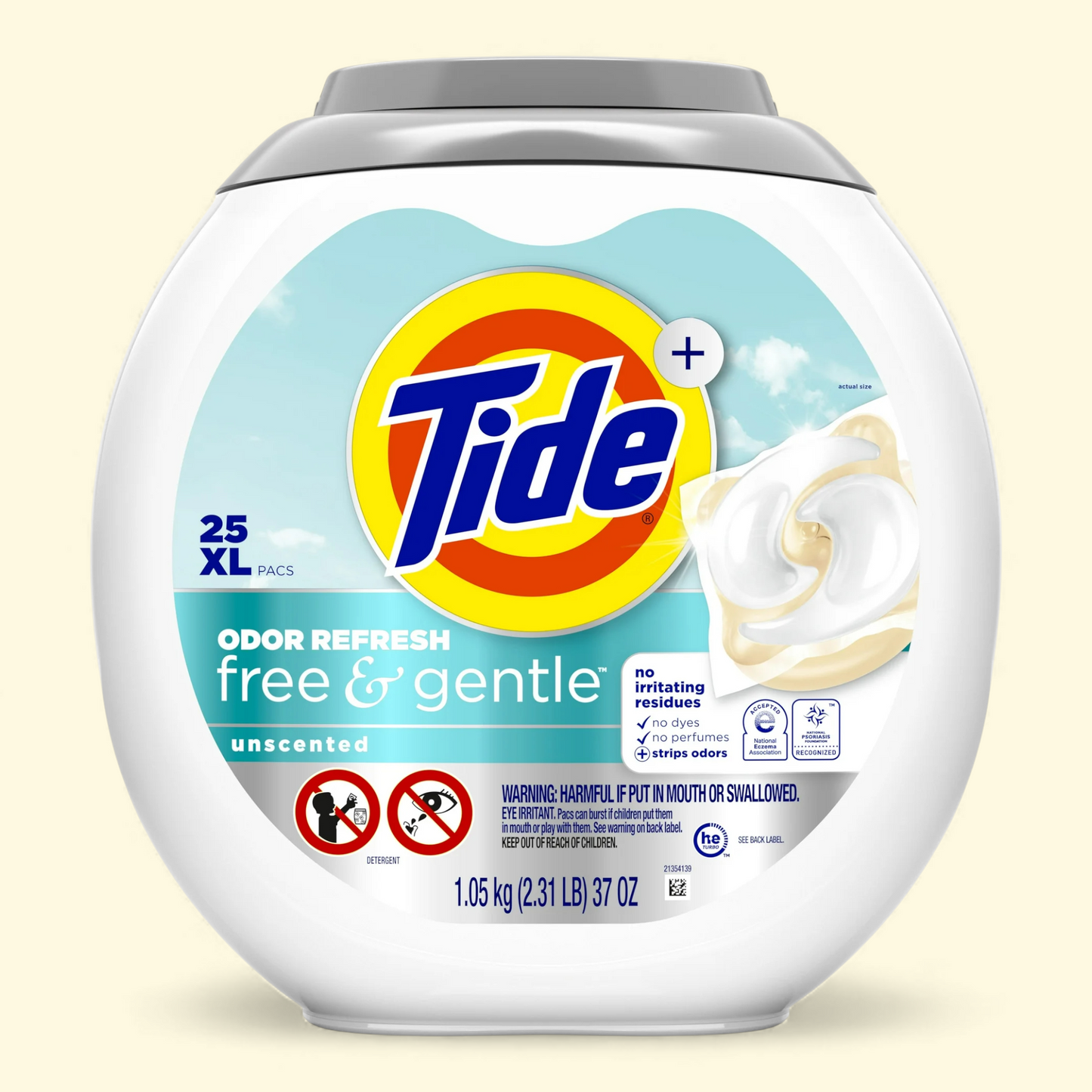 Tide Power PODS, Free and Gentle Laundry Detergent Packs, 25 Count