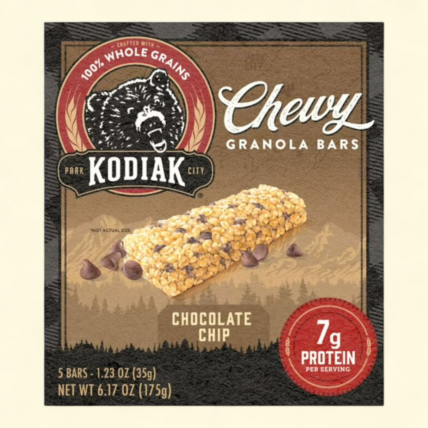 Kodiak Chocolate Chip Chewy Protein Granola Bars, 1.23 oz, 5 Count