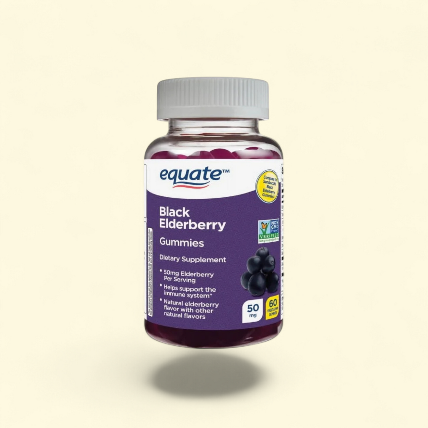 Equate Elderberry Dietary Supplement Gummies, 60 Count, 50 mg