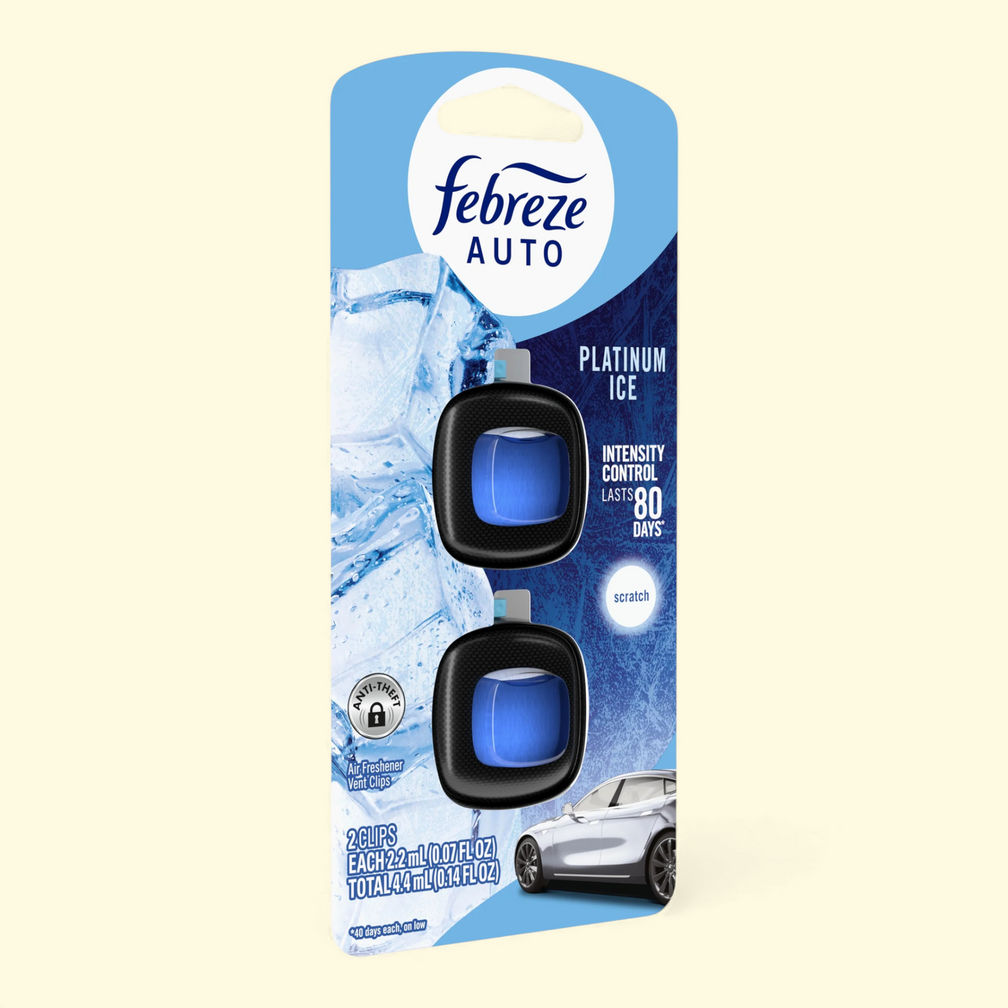 Febreze AUTO Car Air Freshener, Platinum Ice, 2 Count