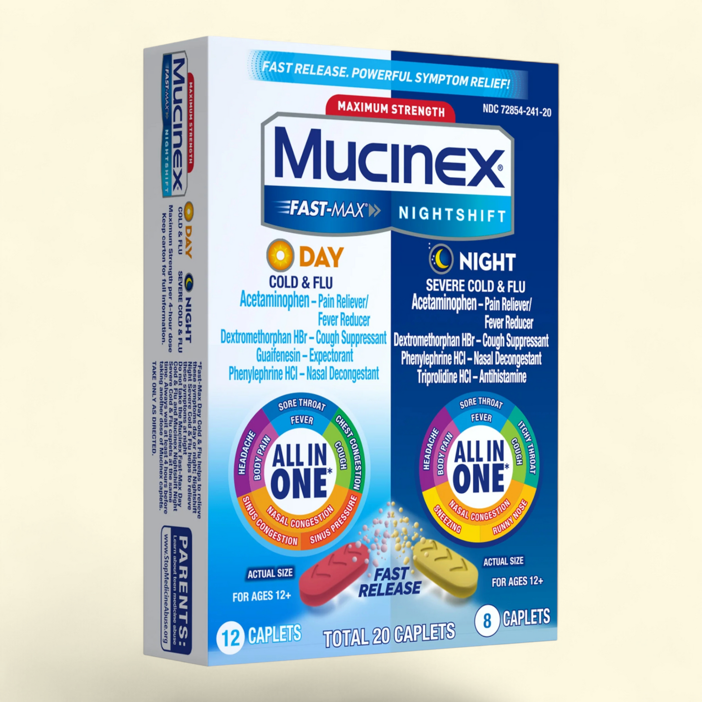 Mucinex Fast-Max Day & Nightshift Severe Cold & Flu Medicine, 20 Ca... — authentic US product shipped worldwide by Treatspree