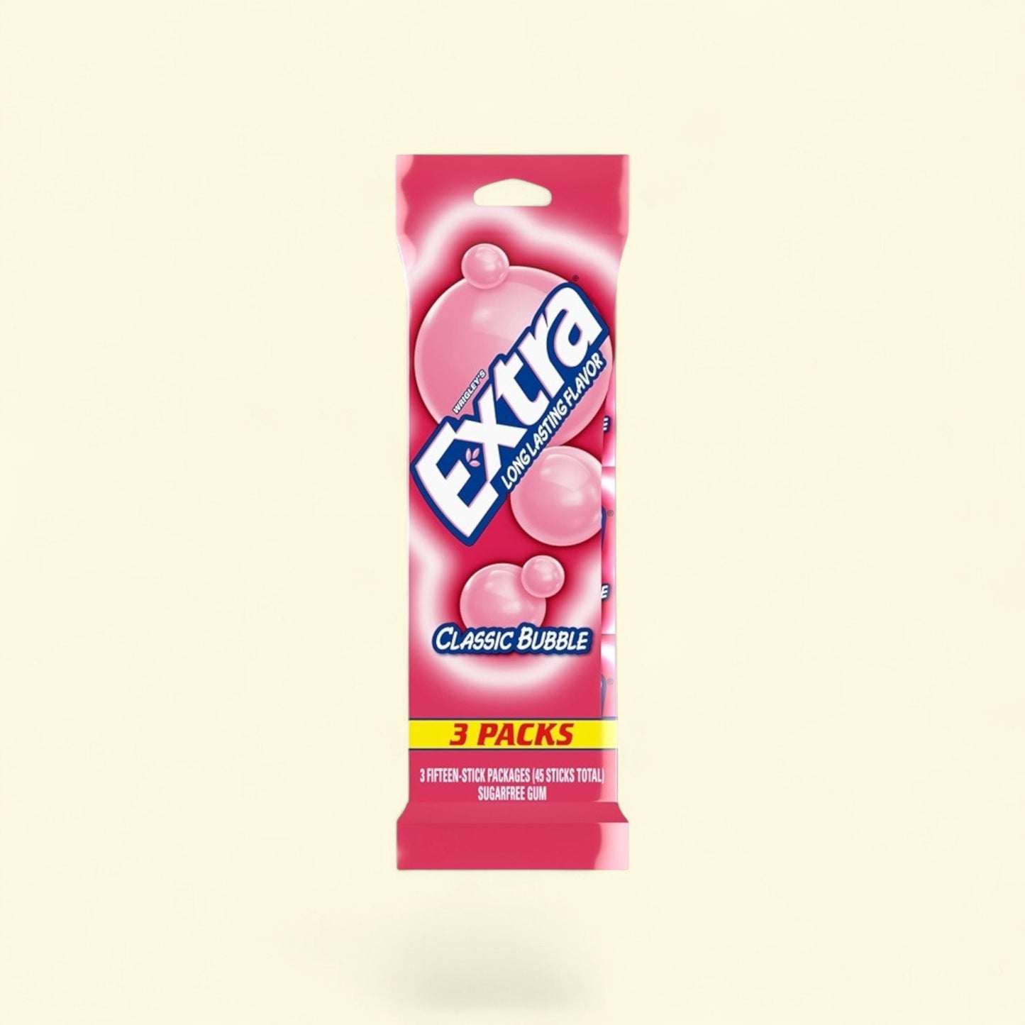 Extra Classic Bubble Sugar Free Chewing Gum, 15 Ct (3 pack)