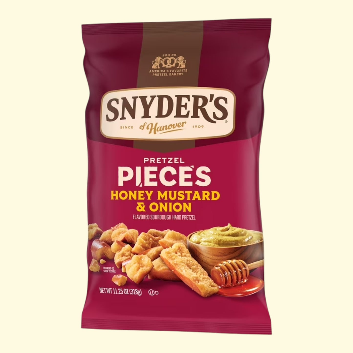 Snyder's of Hanover Pretzel Pieces, Honey Mustard & Onion, 3.25 oz — authentic US product shipped worldwide by Treatspree