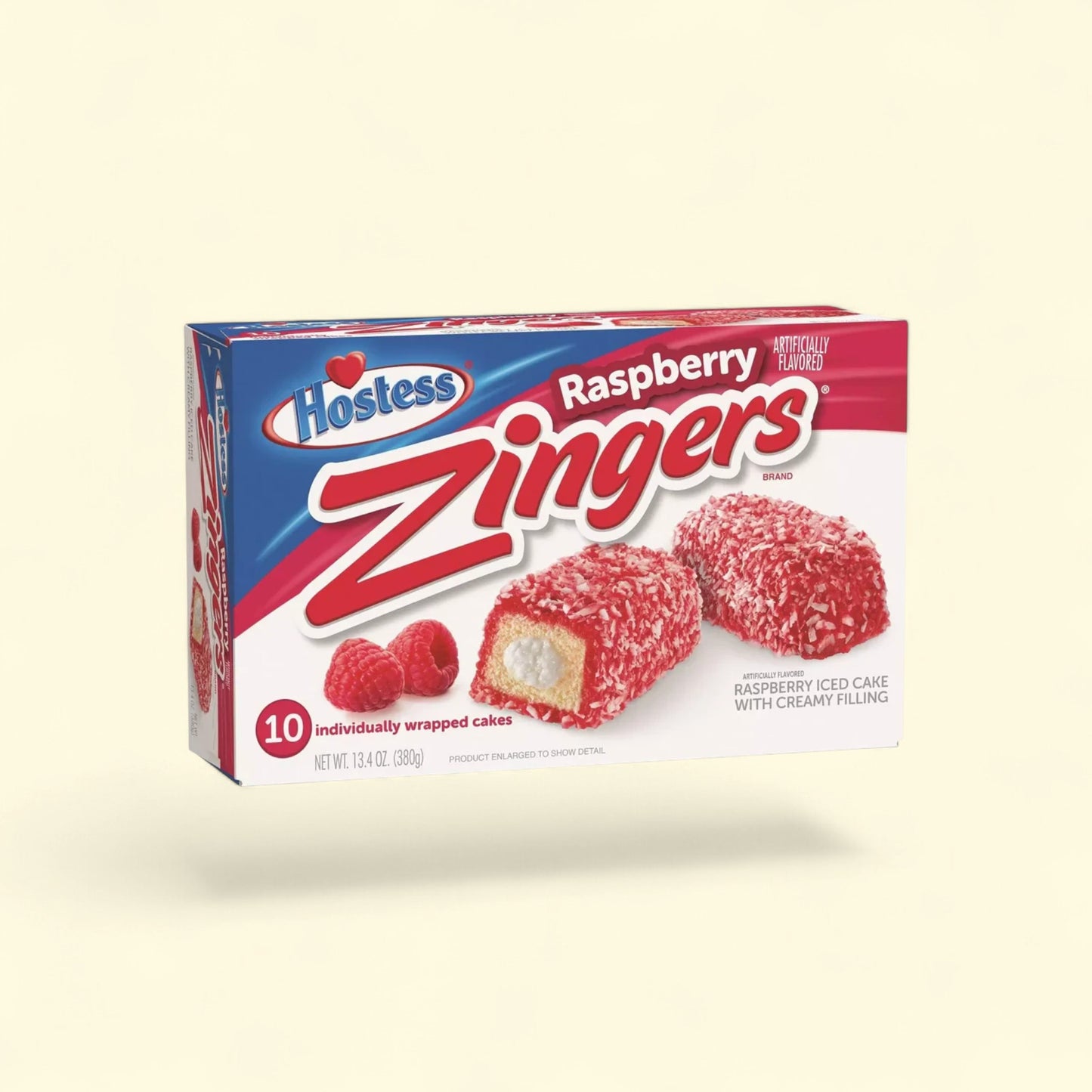 Treatspree Hostess Raspberry ZingerDingers: raspberry iced cakes with creamy filling and shredded coconut coating. 10 individually wrapped cakes.