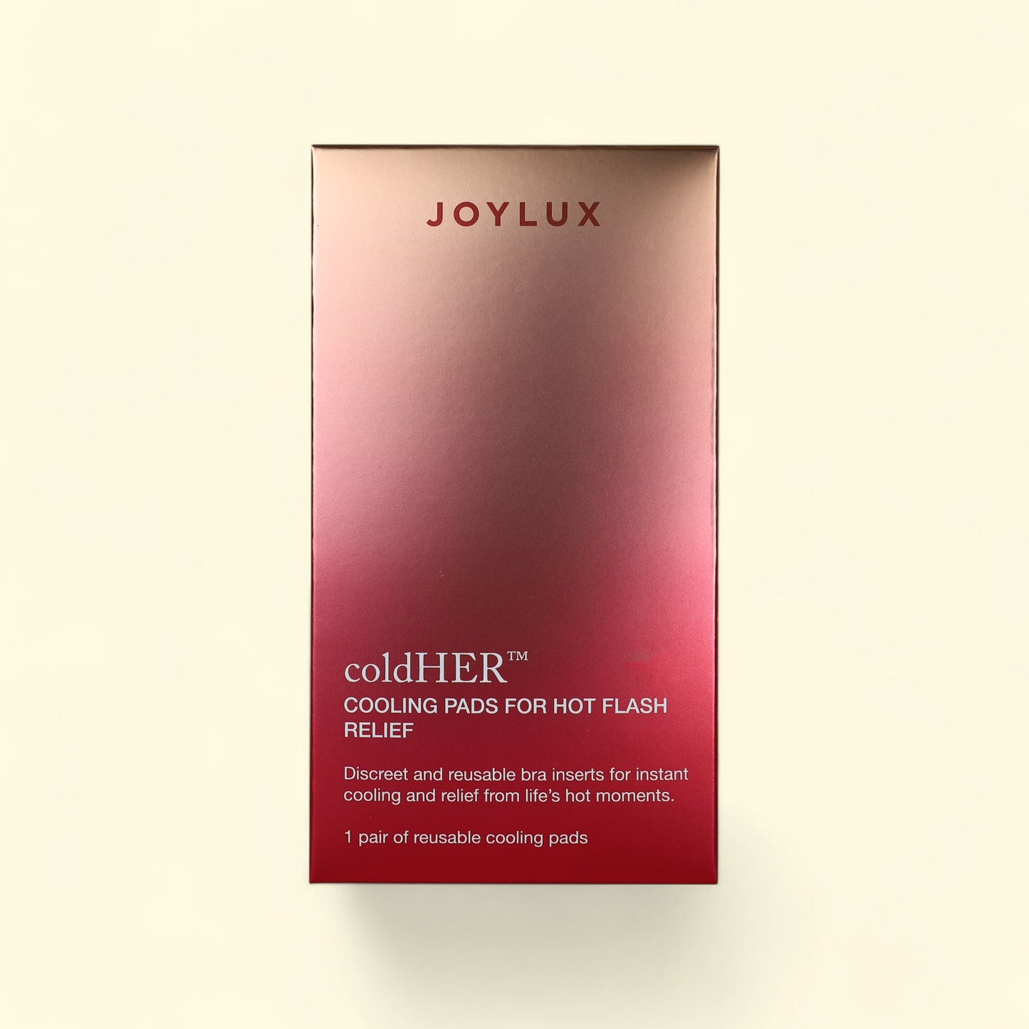 Treatspree Joylux coldHER cooling pads for hot flash relief. Discreet, reusable bra inserts for instant cooling comfort.