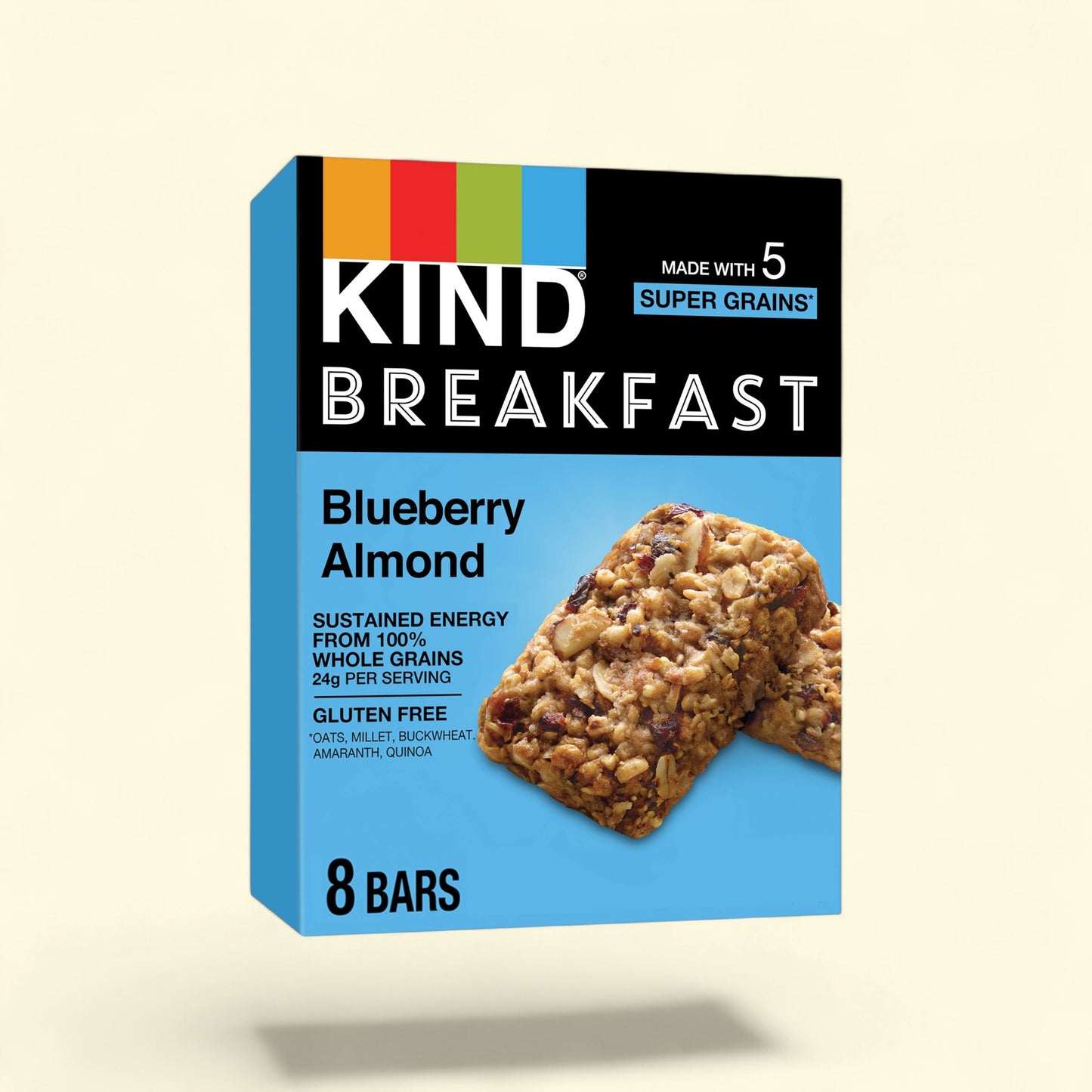 Treatspree KIND Blueberry Almond Breakfast Bars, made with 5 super grains, gluten-free, 8 bars.