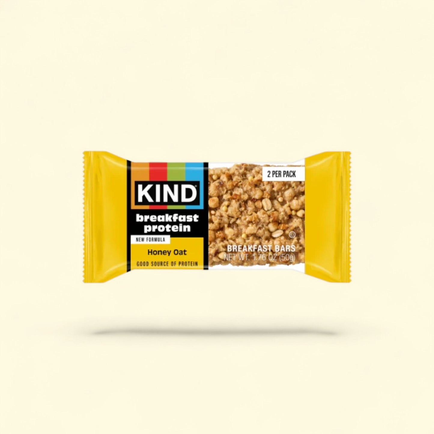 Treatspree KIND Honey Oat Breakfast Protein Bars, made with 5 super grains, 2 per pack.
