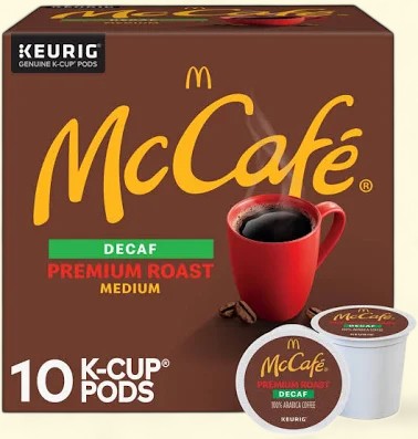 Treatspree McCafe Decaf Premium Roast Medium Roast K-Cup Coffee Pods, 10 count. Made with 100% Arabica beans.