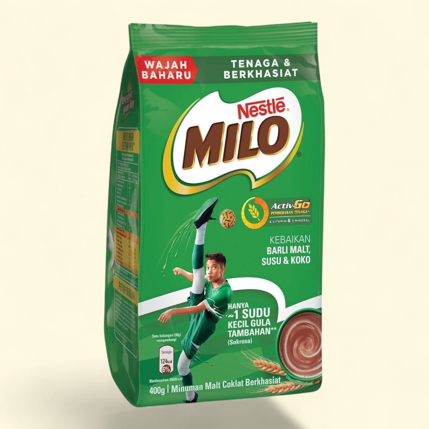 Treatspree Nestle MILO Activ-Go Chocolate Malt Powder Drink Mix with 6 vitamins & minerals, 400g bag.