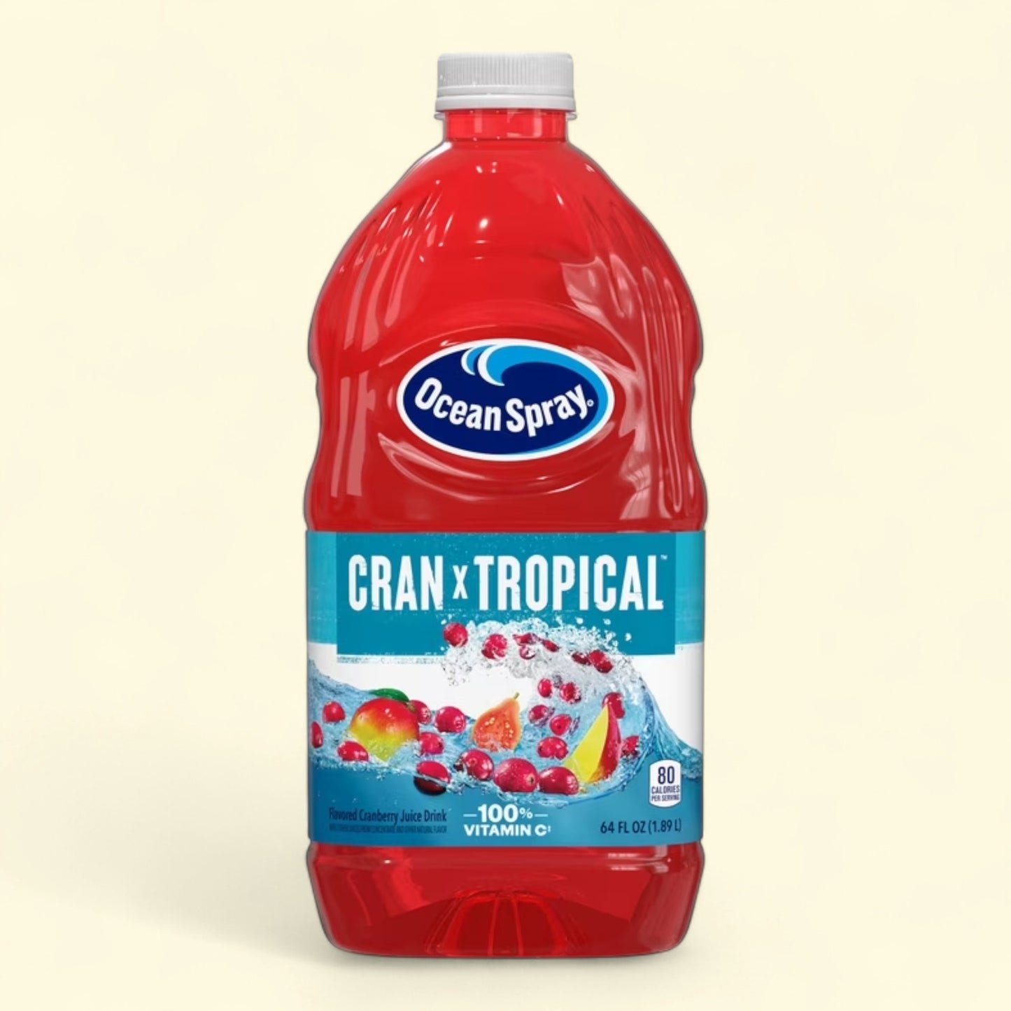 Treatspree Ocean Spray Cran-Tropical juice drink in a 64 fl oz bottle, a vibrant blend of cranberry, mango, guava, and orange.