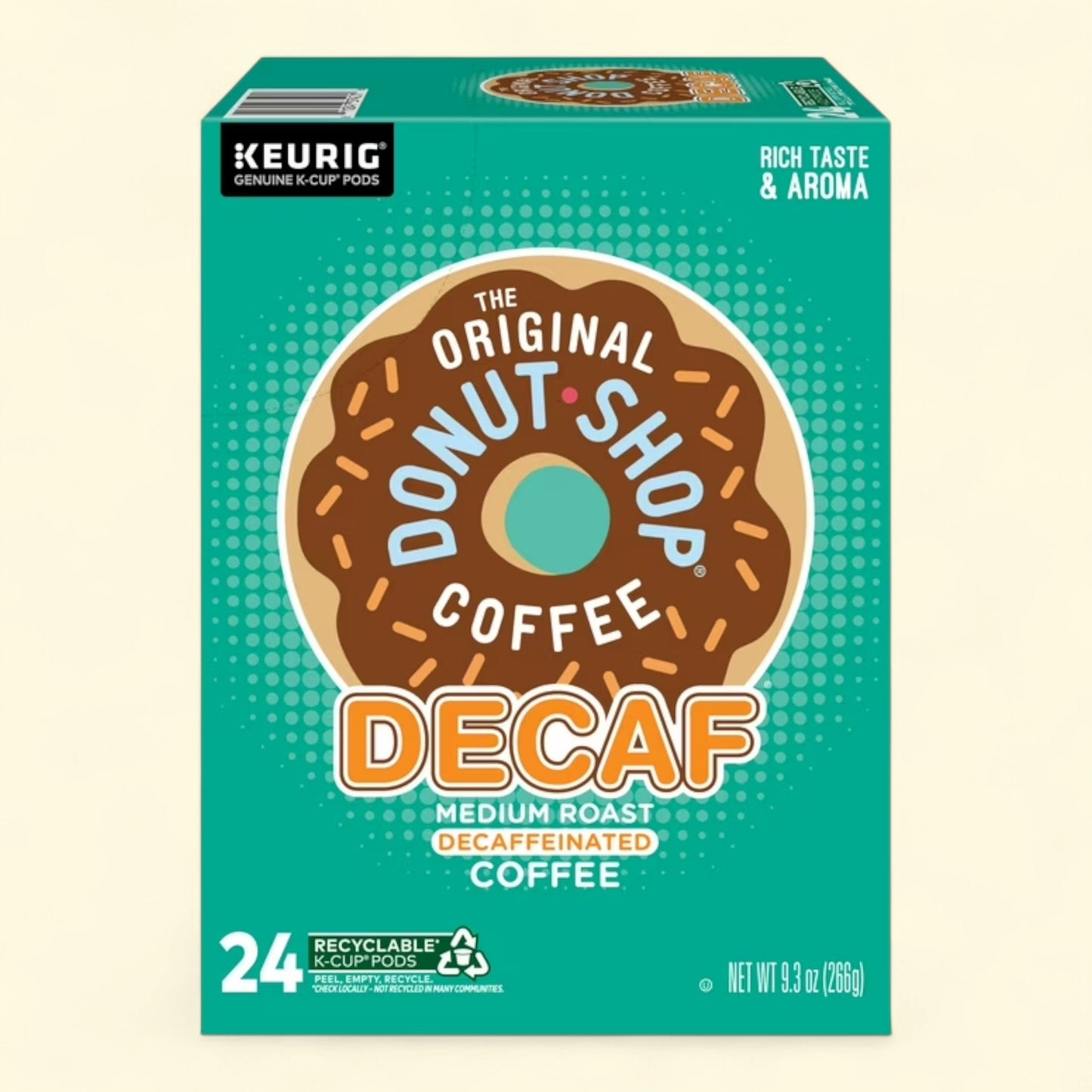 Treatspree The Original Donut Shop Decaf K-Cup Coffee Pods, 24 count, medium roast decaffeinated coffee with rich taste and aroma.