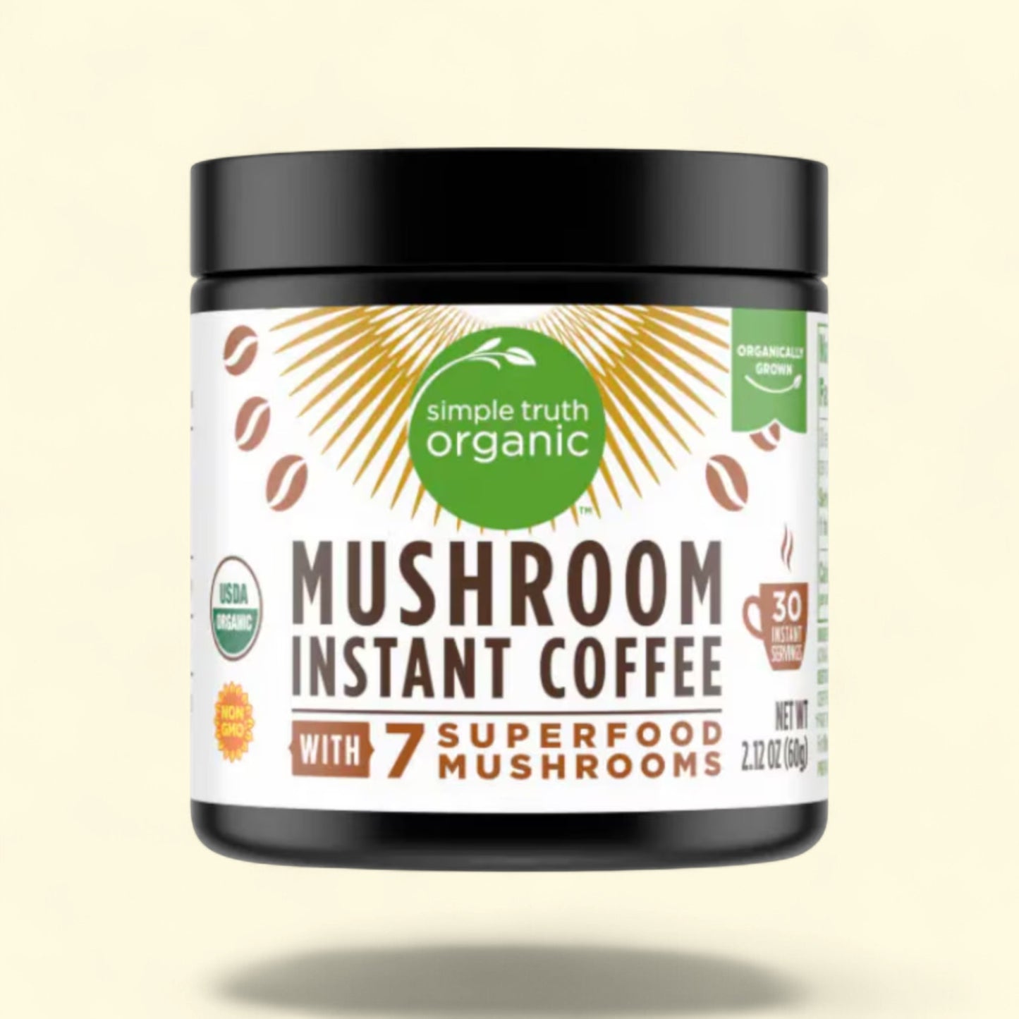 Treatspree Simple Truth Organic Mushroom Instant Coffee with 7 superfood mushrooms, USDA organic, non-GMO, 2.12 oz