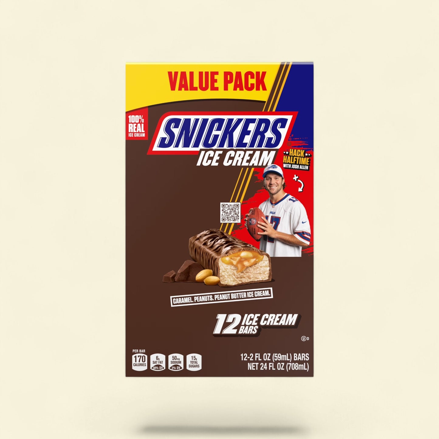 Treatspree Snickers Creamy Peanut Butter Ice Cream Bars, 12 pack. Chocolate-covered ice cream bars with caramel, peanuts, and peanut butter ice cream.
