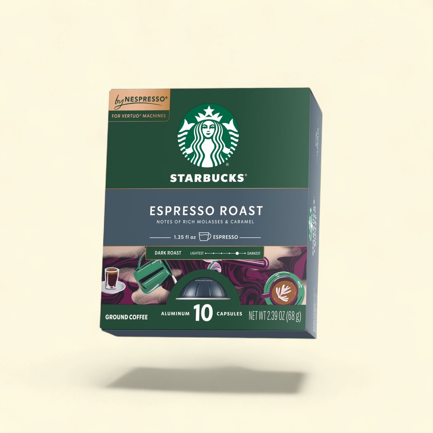 Treatspree Starbucks by Nespresso Vertuo Line Espresso Roast dark roast coffee capsules, 10 count, aluminum